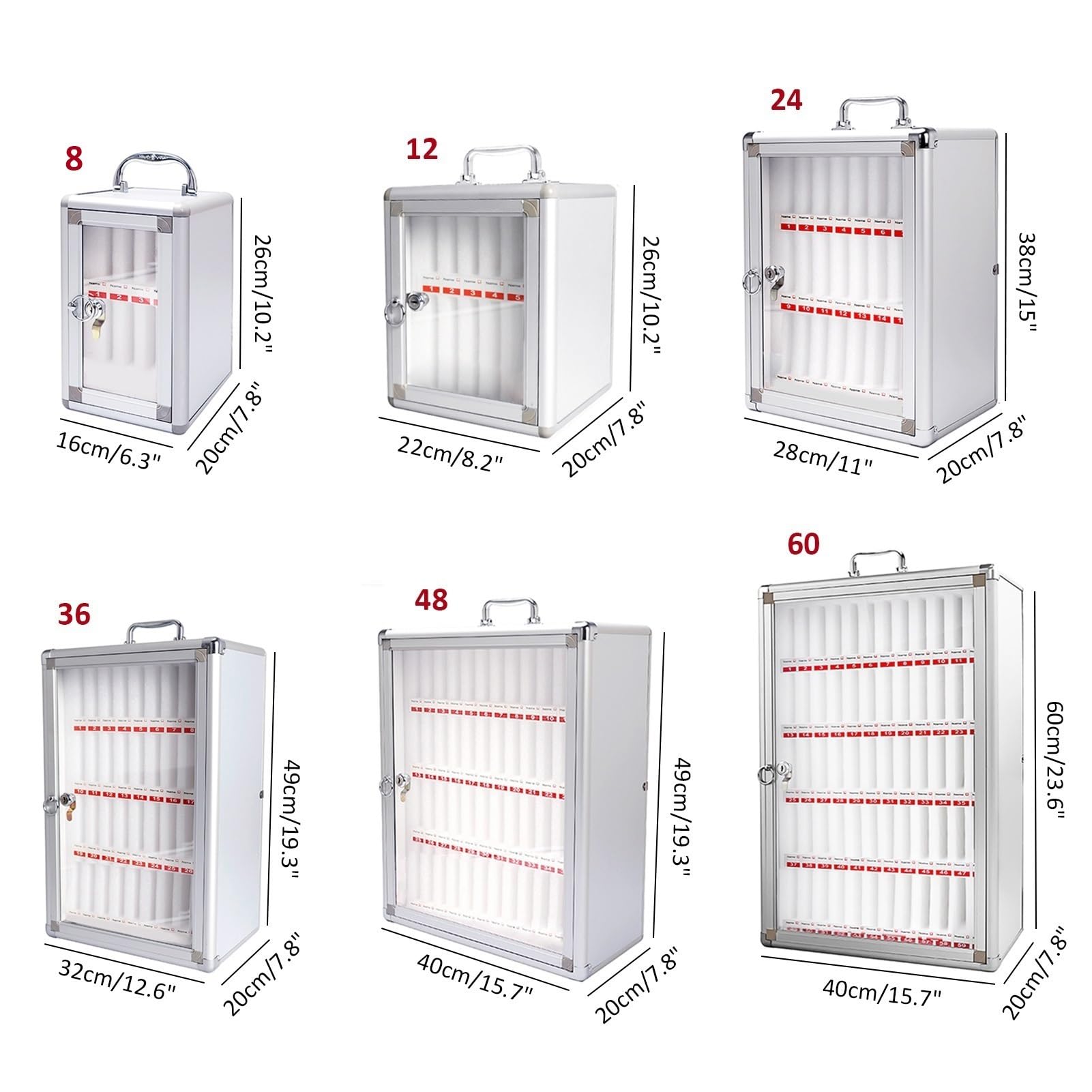 60-Slot Silver Wall-Mounted Lockable Storage Box for Phones & Keys - Secure Classroom, Office, and Home Organization Solution - Perfect for Teacher's Desk, Retail Counter, and Workplace Security