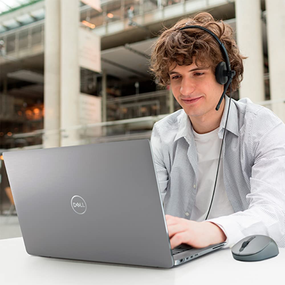 Dell Stereo Headset WH1022 - Noise Cancelling Wired Headphones with Mic for PC, Laptop, Gaming & Office Use - Comfortable Over-Ear Design for Long Work Sessions & Online Meetings