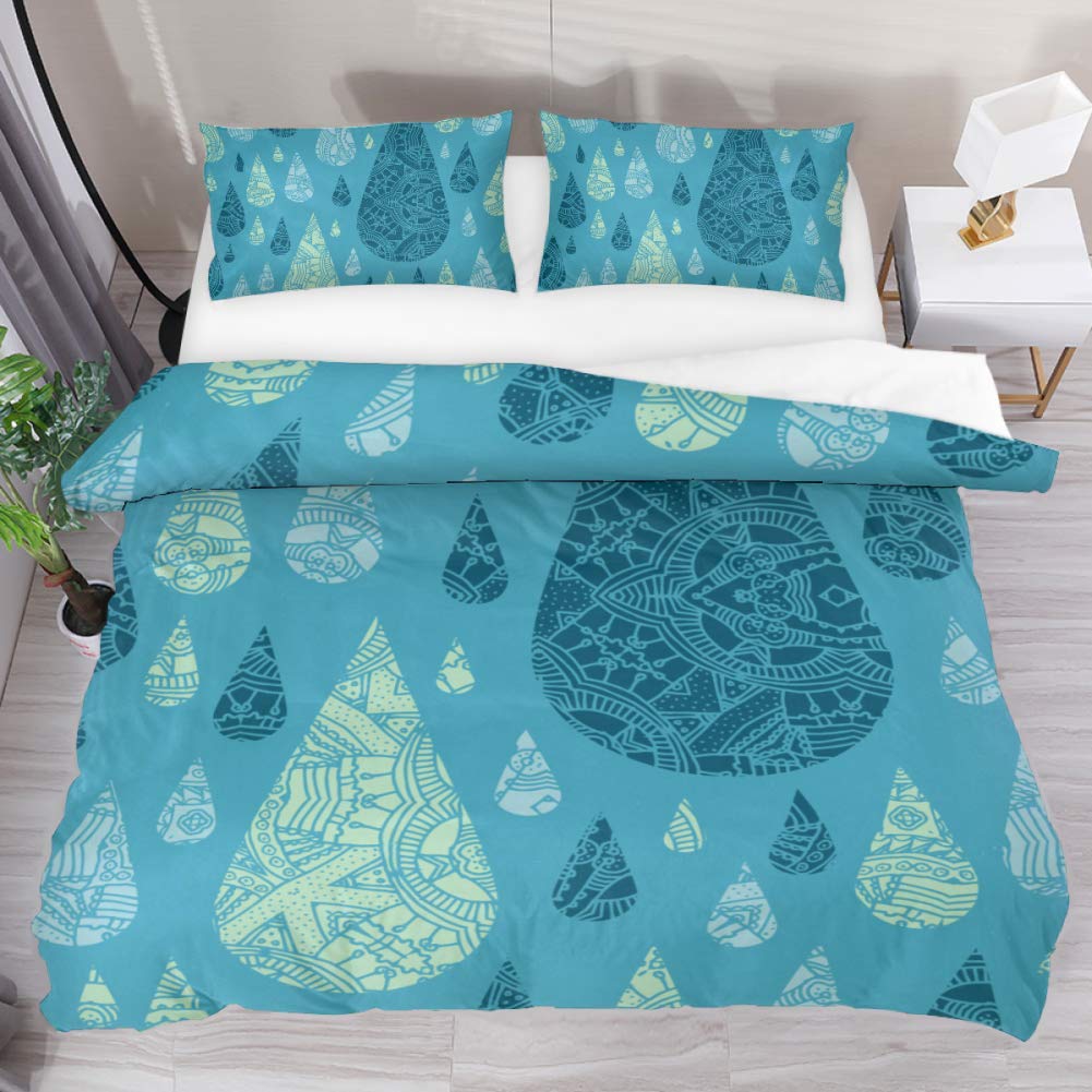 AISSO Bohemian Mandala Printed Duvet Cover Set - 3 Piece Full Size Bedding Set with Teardrop Design, Super Soft Microfiber for Home, Hotel & RV Decor - Perfect for Boho Chic Bedrooms, Guest Rooms & Cozy Travel Accommodations