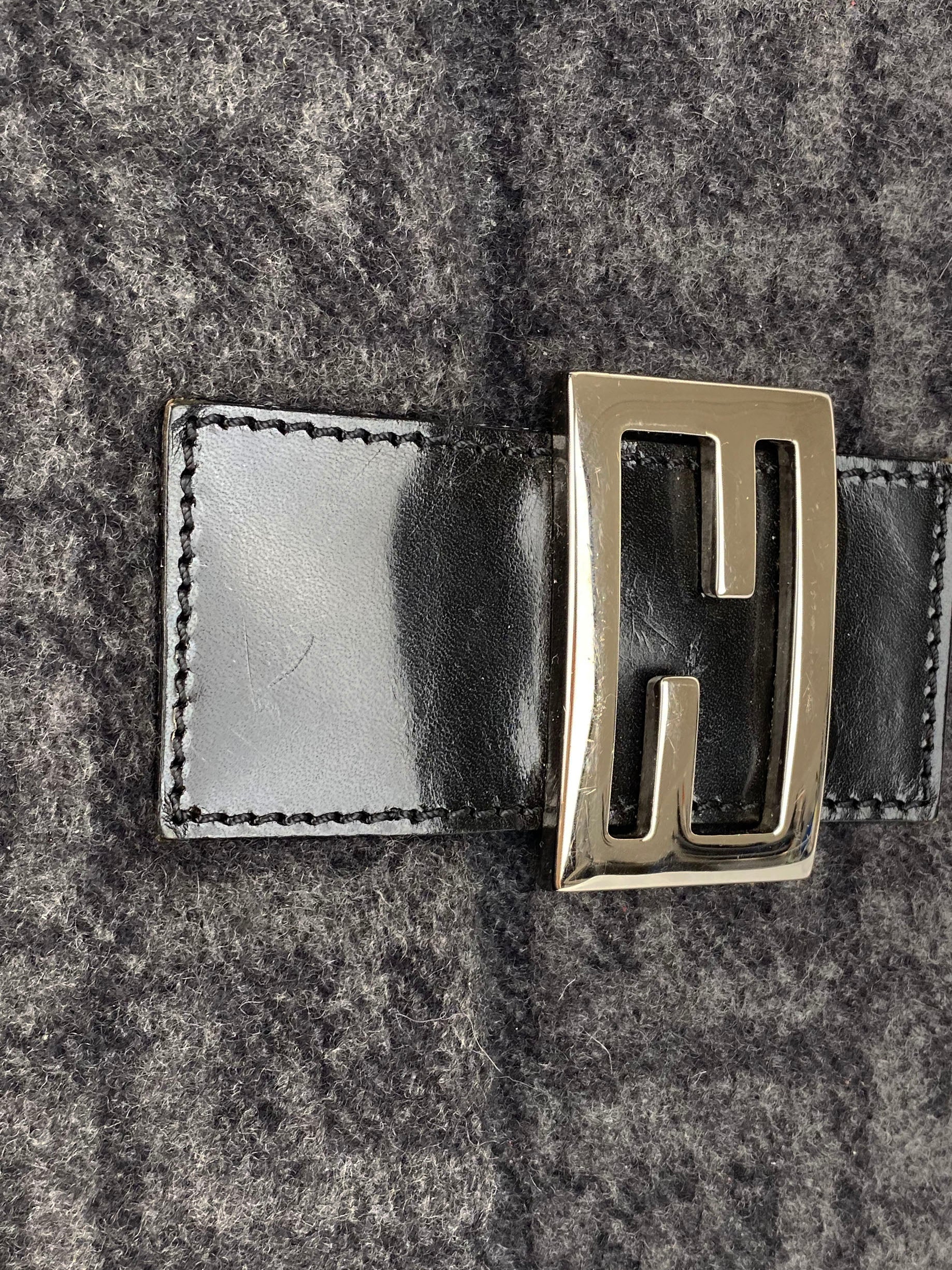 Fendi Black Wool Baguette Bag - Luxury Designer Shoulder Purse for Women | Perfect for Evening Parties, Date Nights & Special Occasions