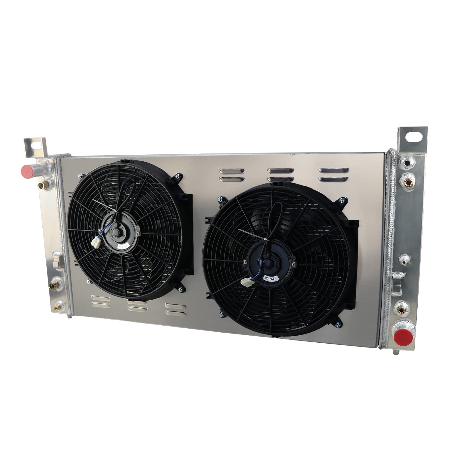 ECMRAD 3-Row Aluminum Radiator Cooling Fan Shroud Kit for 1999-2014 Chevy Silverado 1500/2500, Suburban, Tahoe & GMC Yukon with 4.8L 5.3L 6.0L V8 Engines - Improved Engine Cooling for Towing, Off-Road & Hot Weather Driving (Part# CU2370)
