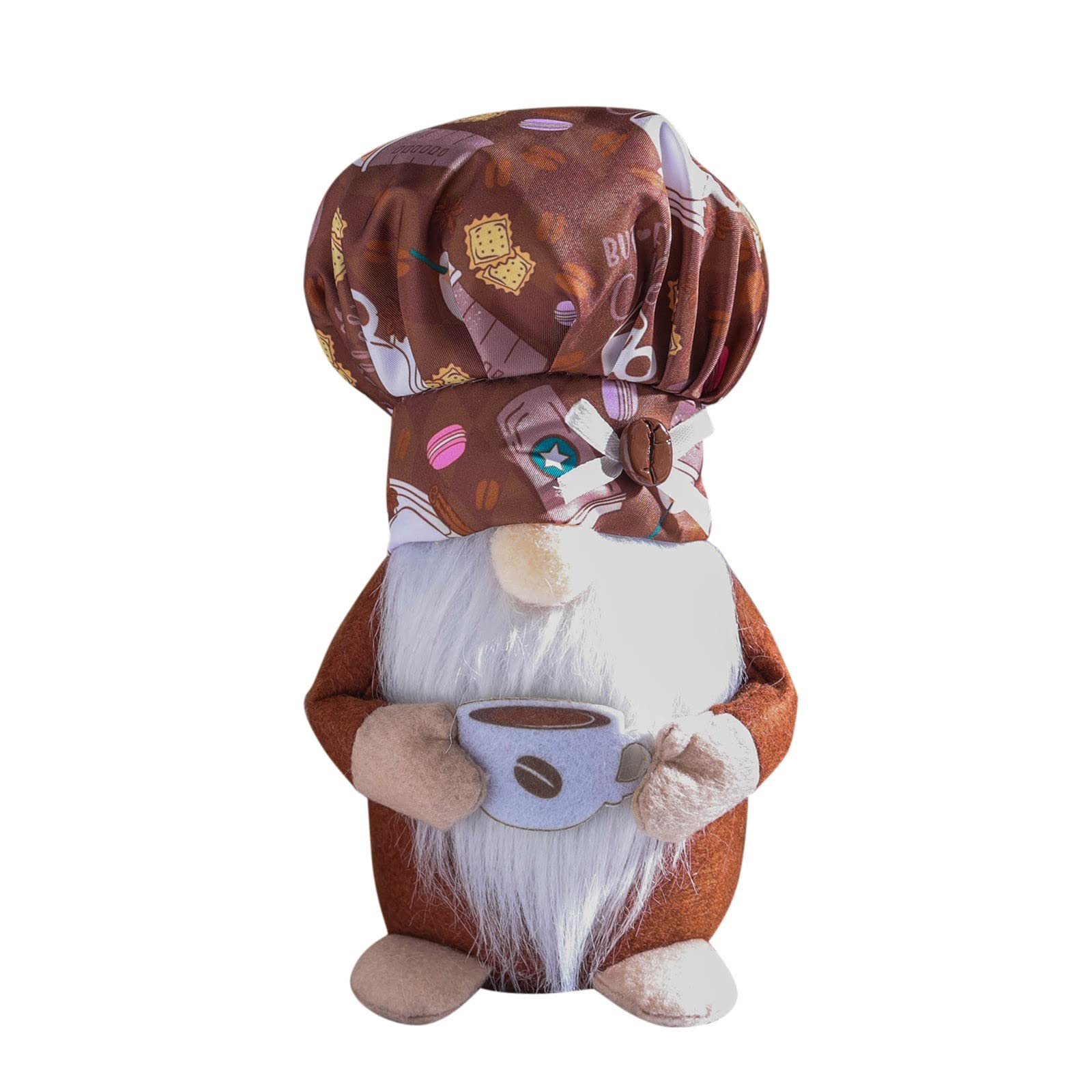 Handmade Coffee Gnome Decor - Cute Dwarf Ornament for Bar, Chef Table & Coffee Accessories - Perfect for Christmas, Home & Office Desktop Decoration (Brown, 1PC) - Ideal for Gifts, Coffee Shops & Holiday Decor