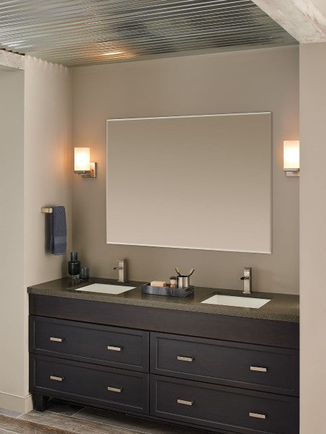90 Degree 1 Globe Light Sconce Brushed Nickel Wall Mount - YB8861BN by Moen - Perfect for Bathroom Vanity, Hallway, or Bedroom Lighting