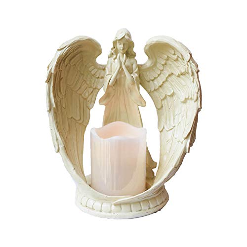 Praying Angel Statue with LED Candle - Memorial Sympathy Gift for Loss of Loved One, Christian Bereavement Condolence Present, Get Well Soon Gift for Women - Perfect for Funerals, Memorial Services & Comforting Grieving Friends