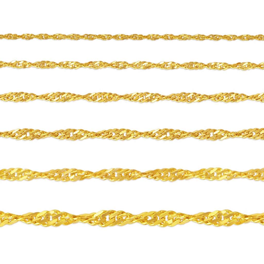 14K Yellow Gold Singapore Chain Necklace - Italian Crafted Strong & Shiny Link Jewelry for Women & Men - 16 to 24 Inches Length, 0.70MM to 2.50MM Width - Perfect Gift for Anniversary, Wedding & Special Occasions