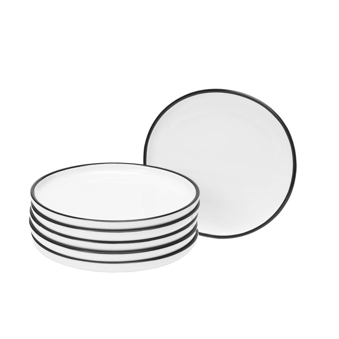 BonNoces 6-inch White Porcelain Appetizer Plates Set of 6 - Perfect for Desserts, Salads & Snacks