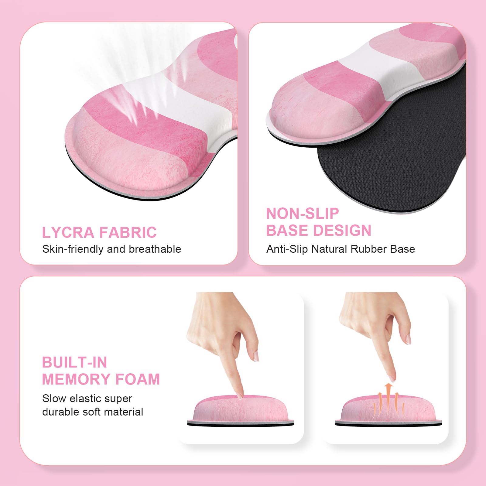 iLeadon Large Gaming Mouse Pad Set with Keyboard Wrist Rest & Mouse Wrist Support - Non-Slip Desk Mat, Coaster & Pain Relief for Typing - Perfect Valentine's Day Gift for Her (Pink Heart Design) - Ideal for Gaming, Office Work & Home Computer Use