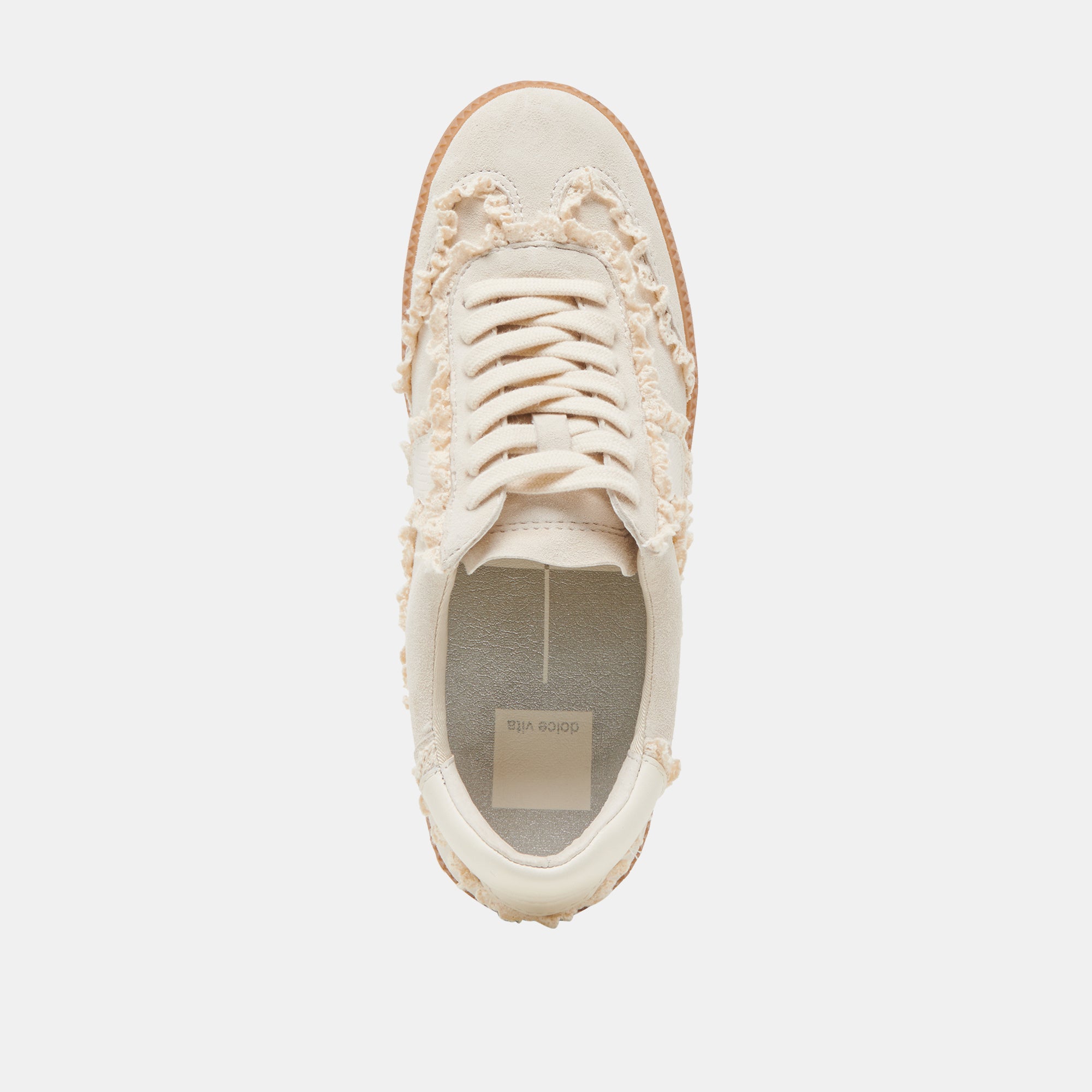 Ivory Suede Lace-Up Sneakers for Women - Comfortable Casual Shoes for Walking, Running & Everyday Wear