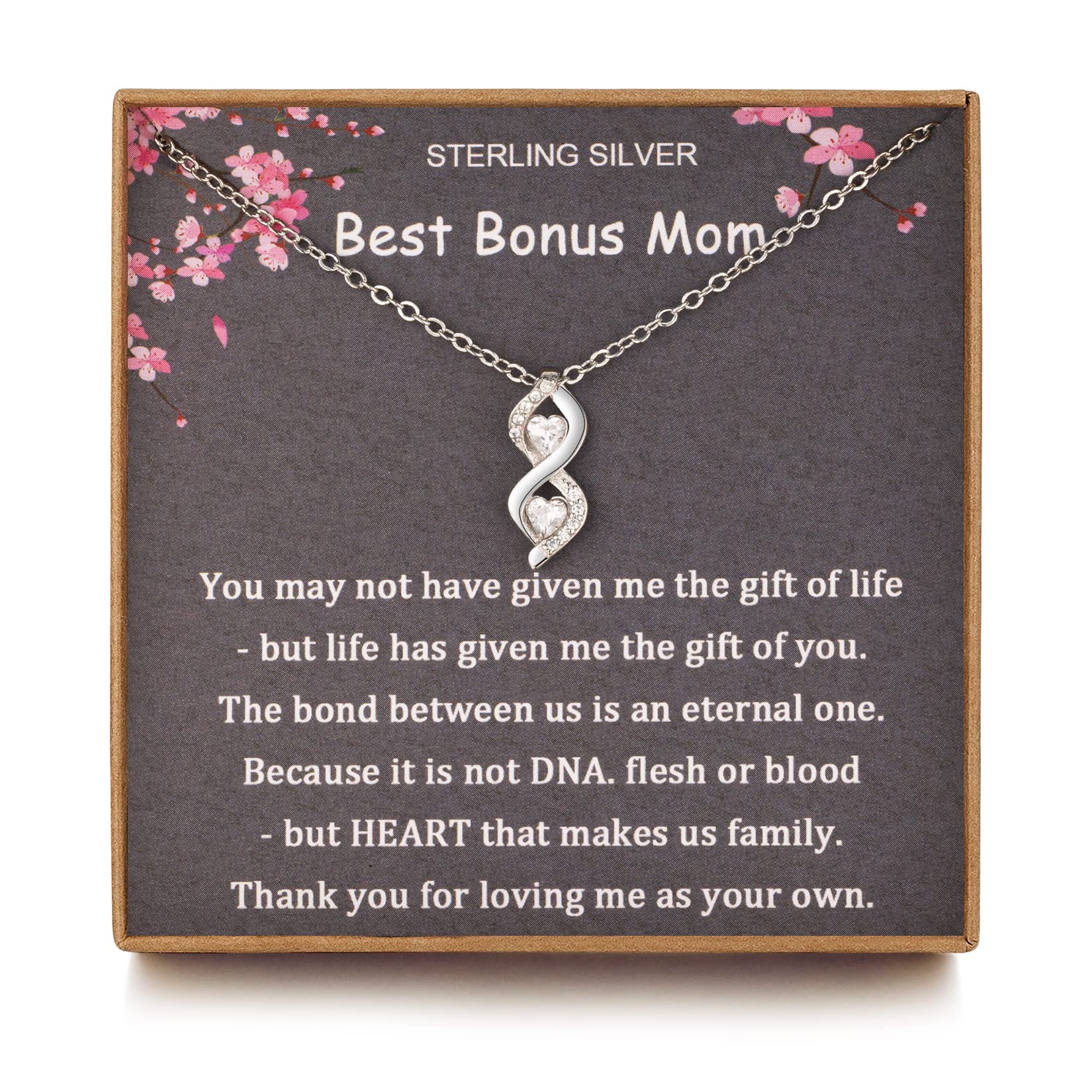 Sterling Silver Necklace for Bonus Mom, Stepmom & Mother-in-Law - Thoughtful Adoption & Family Gifts | Perfect for Mother's Day, Birthdays & Special Occasions