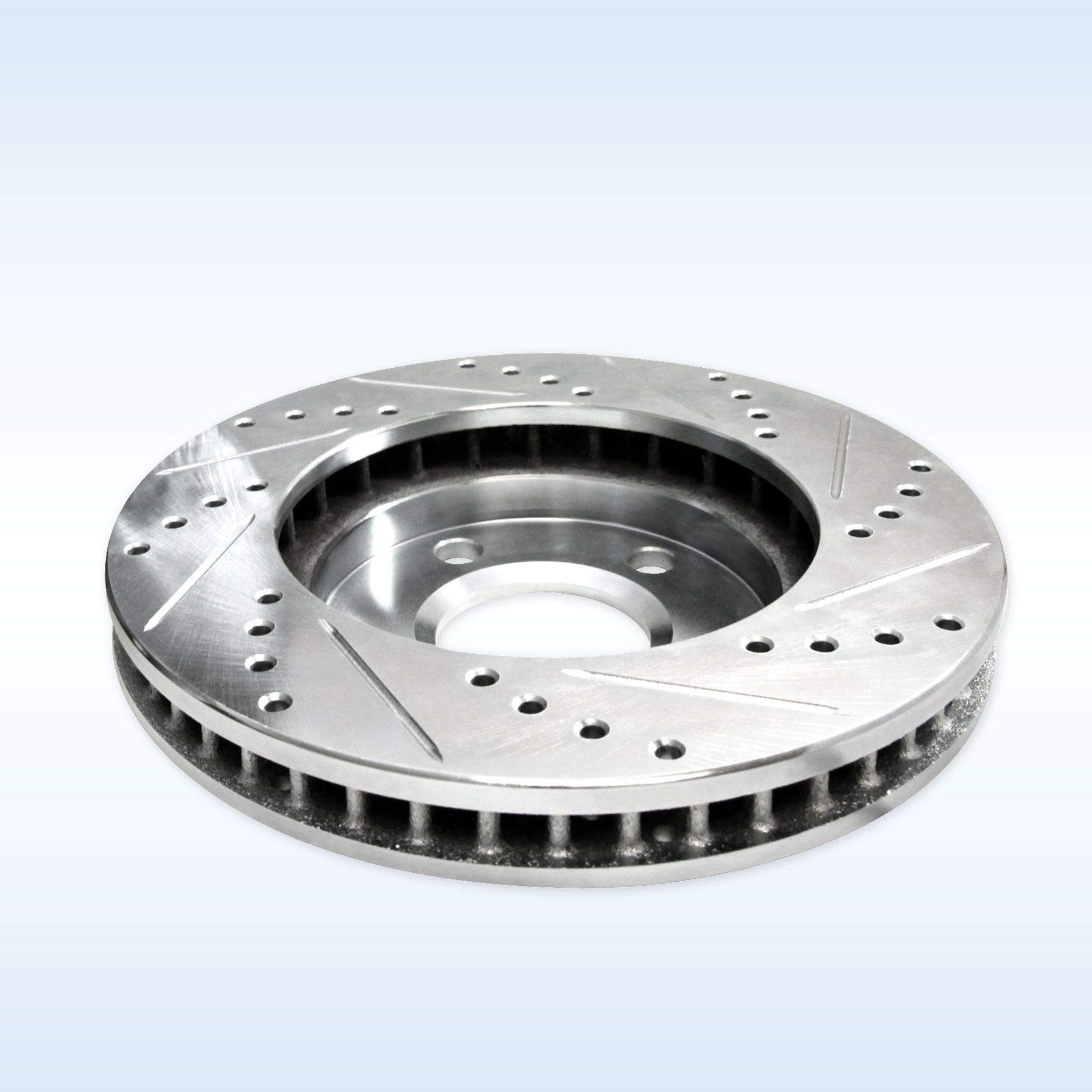 2001-2002 GMC Sierra 2500 HD Front & Rear PowerSport Slotted Brake Rotors - High Performance Drilled Brake Discs for Off-Roading, Towing & Heavy-Duty Trucks