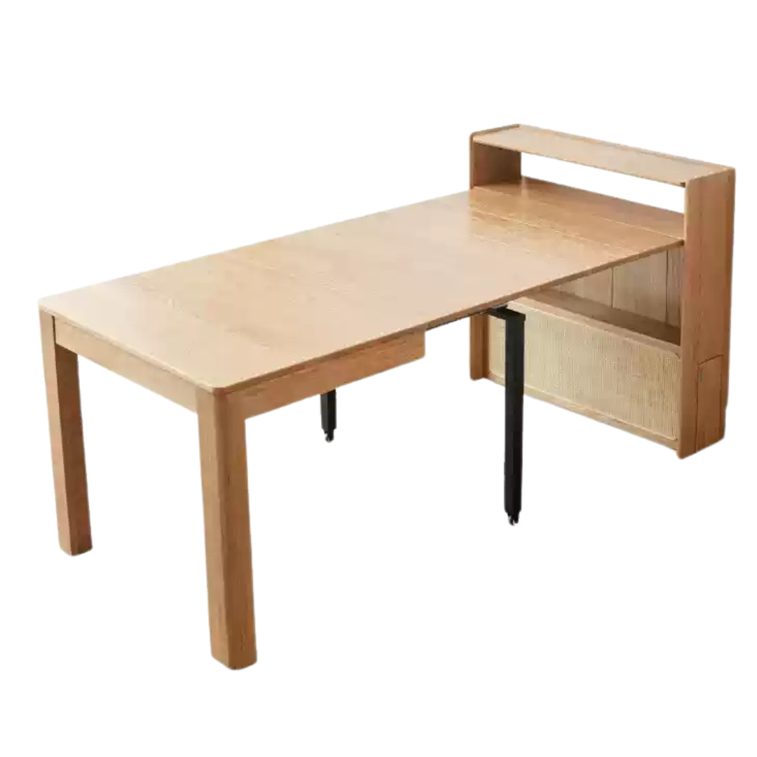 Solid Oak Wood Extendable Dining Table & Buffet Sideboard - Perfect for Small Spaces, Entertaining, and Modern Farmhouse Decor