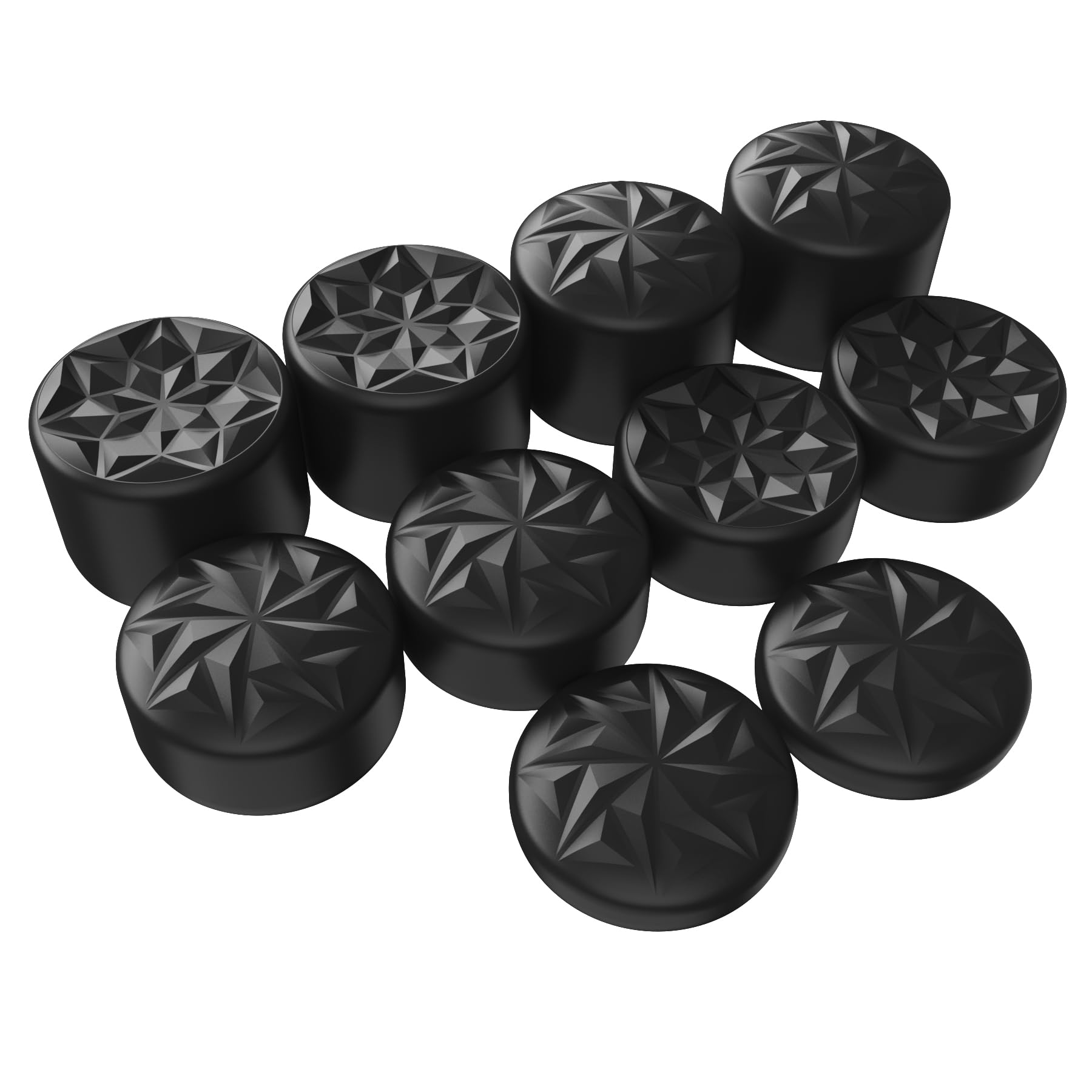 PlayVital PS5 Controller Thumb Grip Caps, Compatible with PS4/Xbox Series X/S/Xbox One/Elite Series 2/Switch Pro Controller - Crystal Clear Protective Joystick Covers (10-Pack, Black) - Perfect for Gaming, Long Sessions & Enhanced Grip