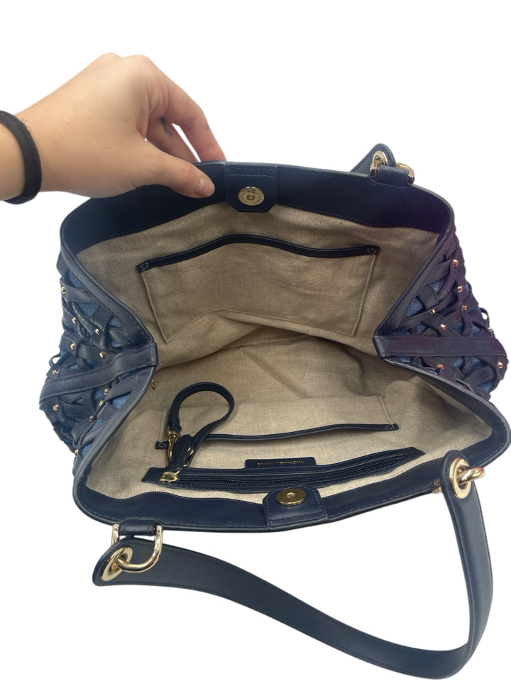 Michael Kors Raven Denim & Leather Shoulder Bag for Women - Stylish Crossbody Purse for Work, Travel & Everyday Use