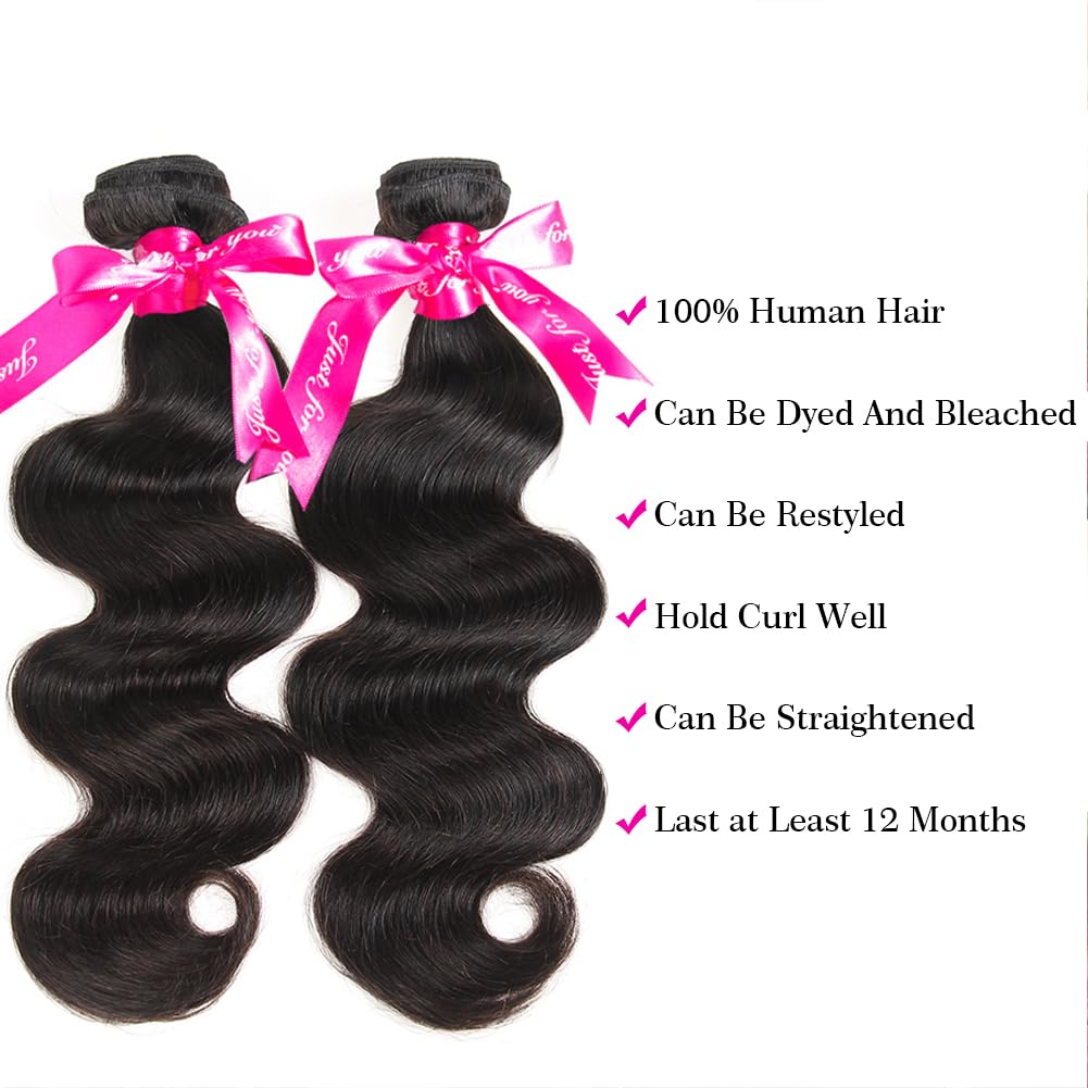 100% Unprocessed Brazilian Virgin Human Hair Bundles - 20 22 24 Inch Body Wave Weave - 12A Grade Natural Black Hair Extensions for Styling, Braiding & Everyday Wear