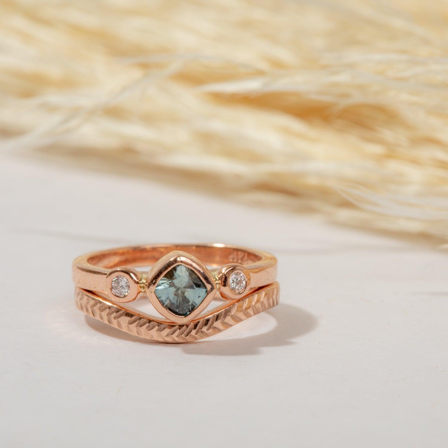 Exquisite 14K Gold Sapphire and Diamond Ring for Women | Elegant Engagement, Wedding, or Anniversary Jewelry Gift
