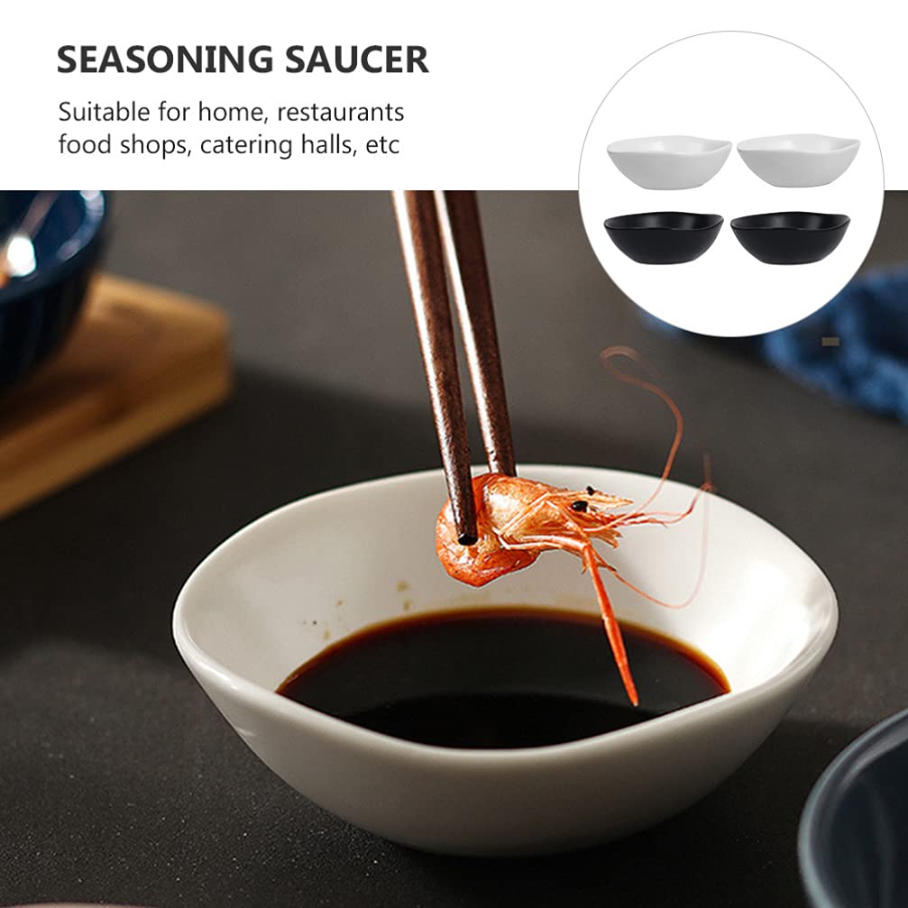 Hemoton 4-Piece Ceramic Sushi Dipping Sauce Dishes Set - Japanese-Style Condiment Plates for Soy Sauce, Wasabi & Snacks - Perfect for Sushi Restaurants, Home Dining & Party Appetizers