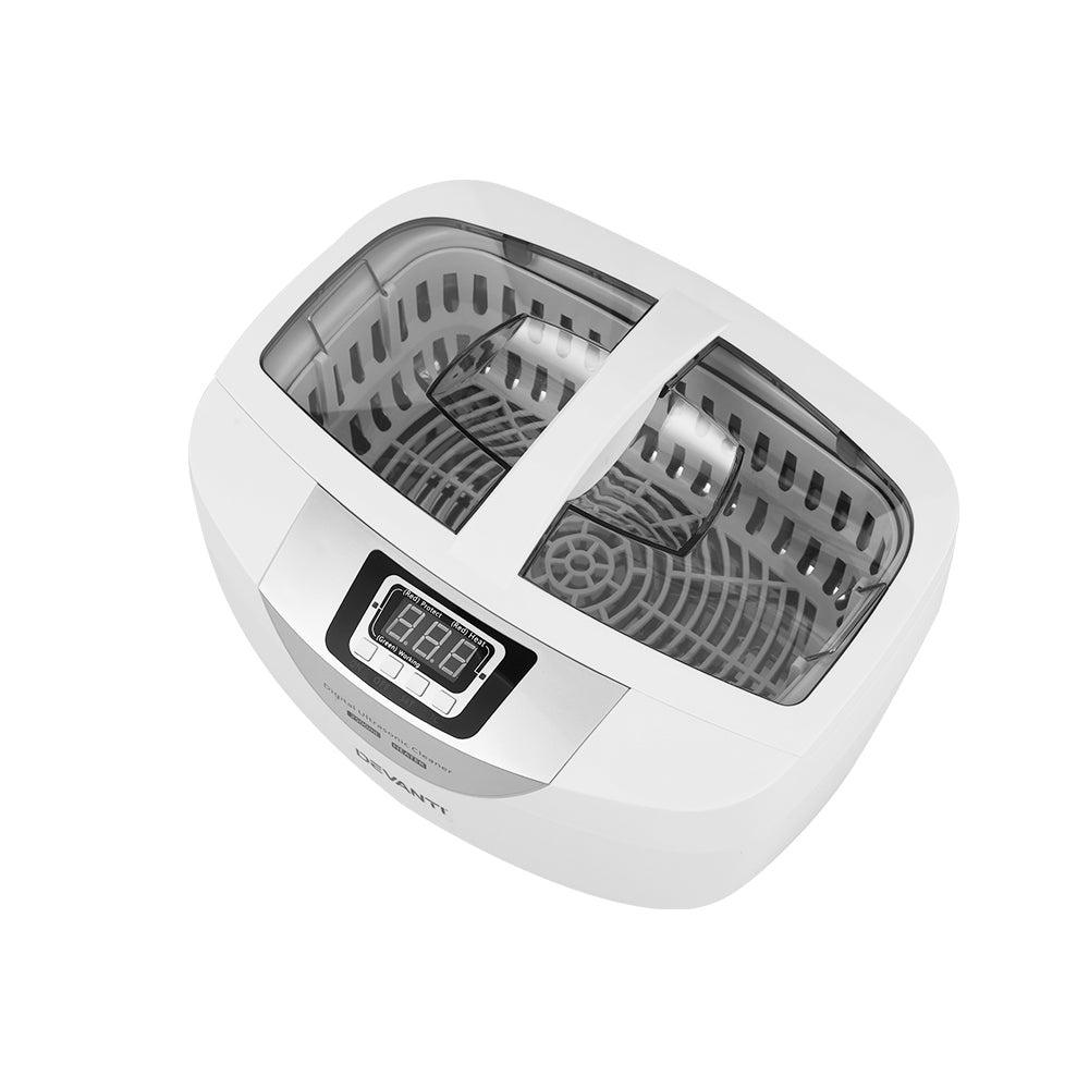 Devanti 2500ml Ultrasonic Cleaner with Heater - 70W Professional Jewelry & Eyeglasses Cleaning Machine for Home & Dental Use | Perfect for Rings, Watches, Dentures & Small Parts