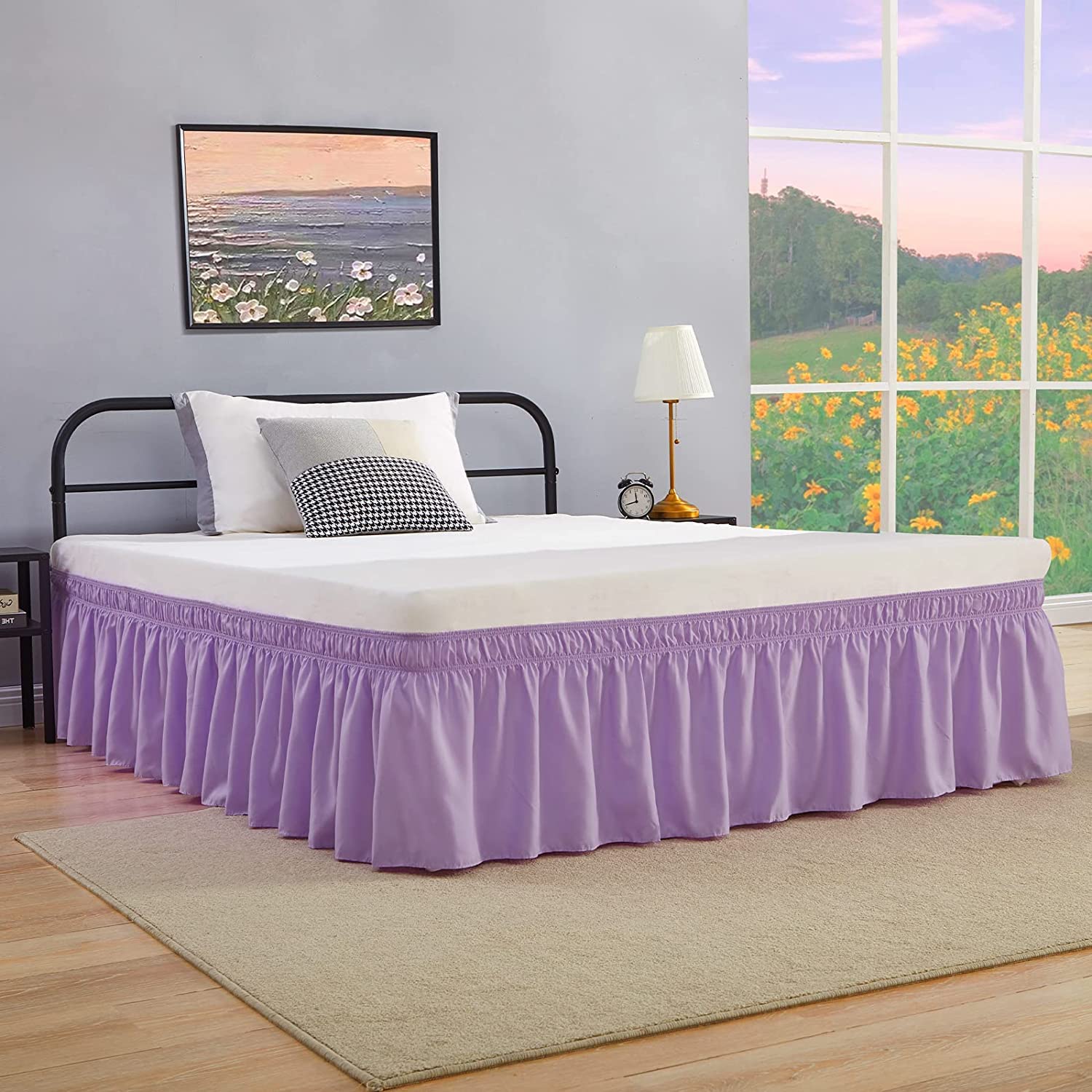Premium Wrap Around Ruffled Bed Skirt - 100% Egyptian Cotton 600 Thread Count - Split Corner Dust Ruffle with Elastic - California King Size 21