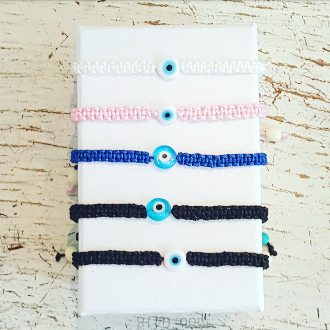 Evil Eye Cord Bracelet for Women - Mini Mati Protection Charm Adjustable String Bracelet - Perfect for Gifts, Travel & Daily Wear