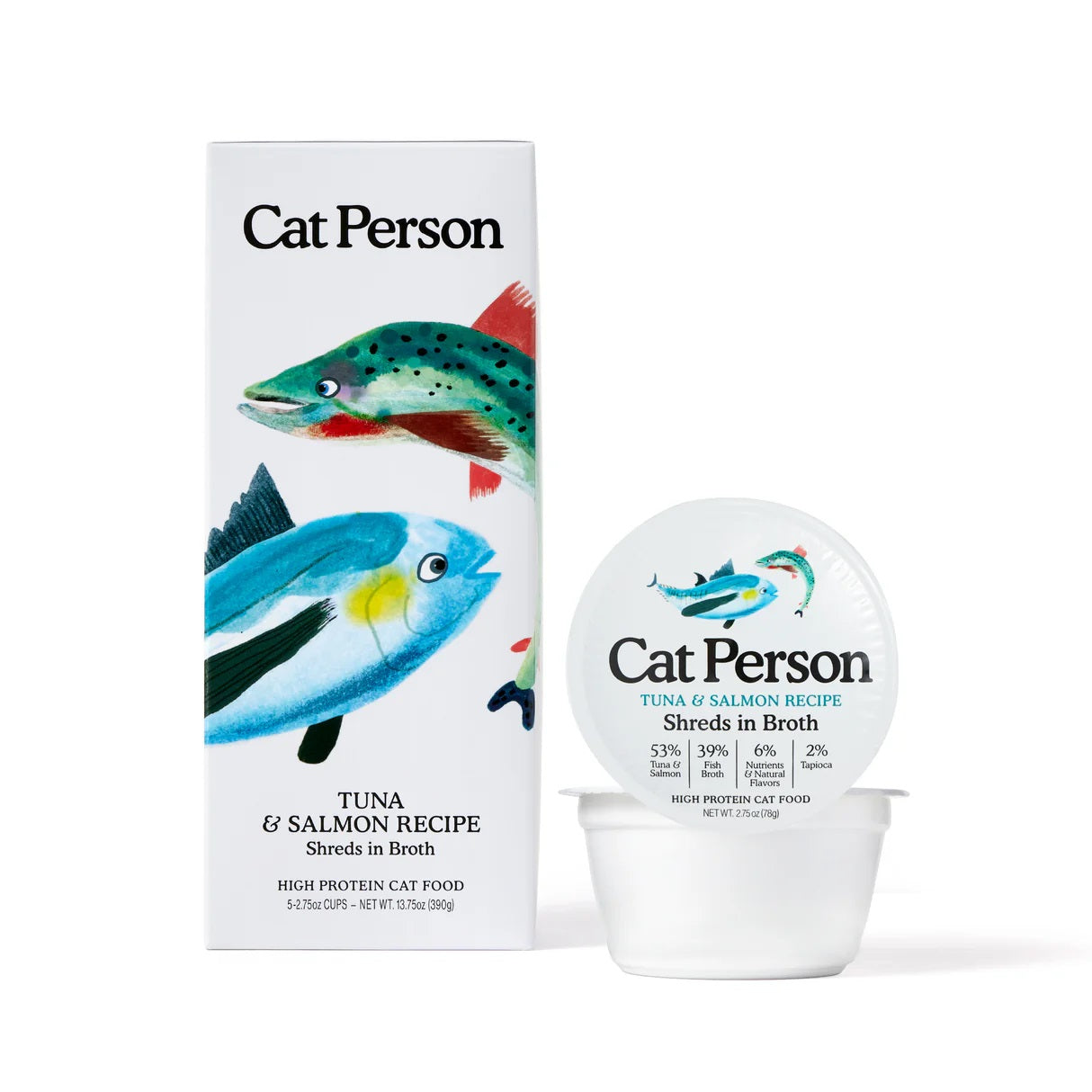 Premium Tuna & Salmon Shreds in Broth - Grain-Free Wet Cat Food for Adult Cats - High Protein, Natural Ingredients - Perfect for Picky Eaters & Mealtime Enrichment