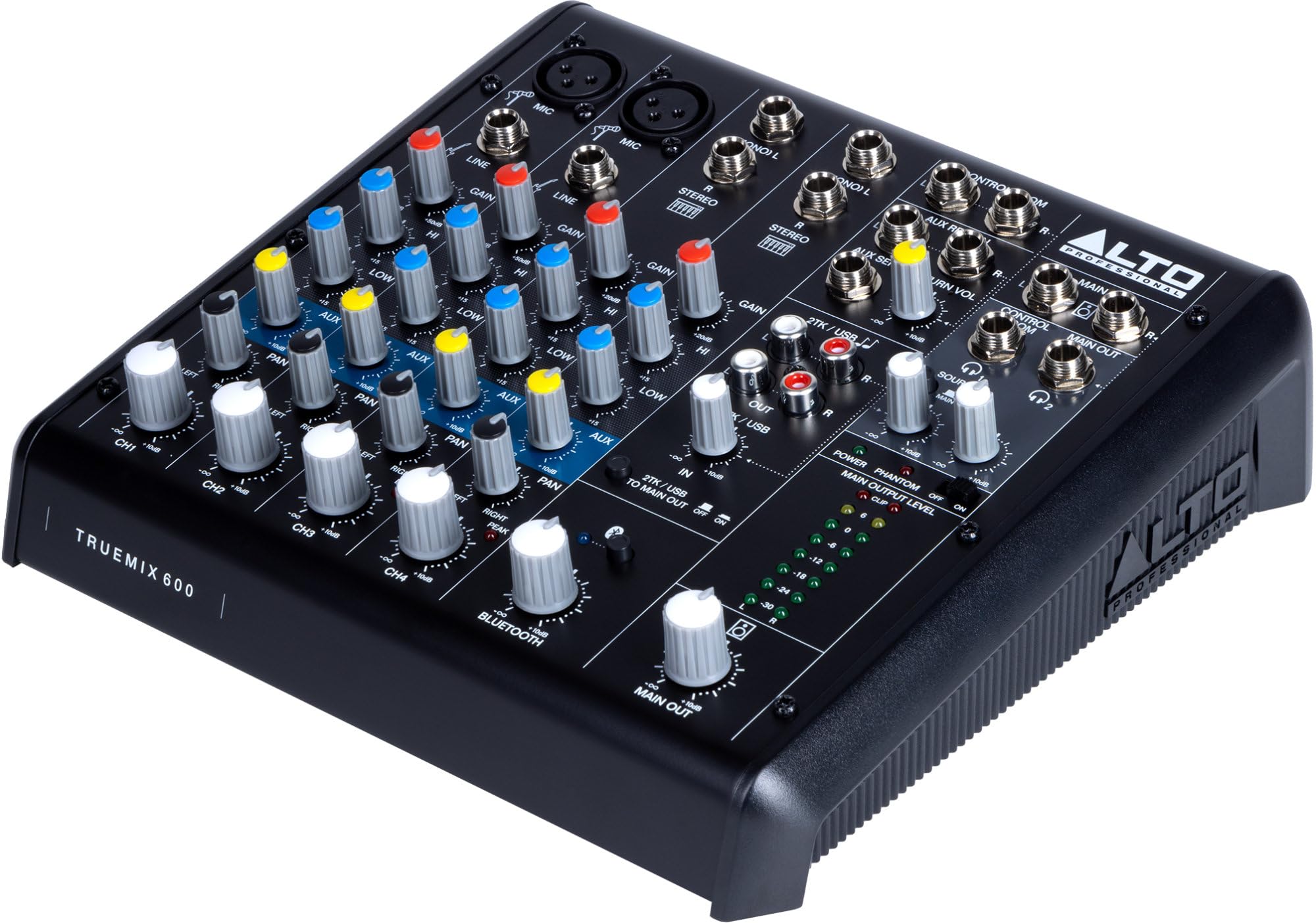 Alto TrueMix 600 Professional Audio Mixer with 2 XLR Mic Inputs, USB Interface & Bluetooth - Perfect for Podcasting, Live Music, Recording Studio, DJ Setup, PC & Mac Streaming | Home Studio & Church Sound System Solution