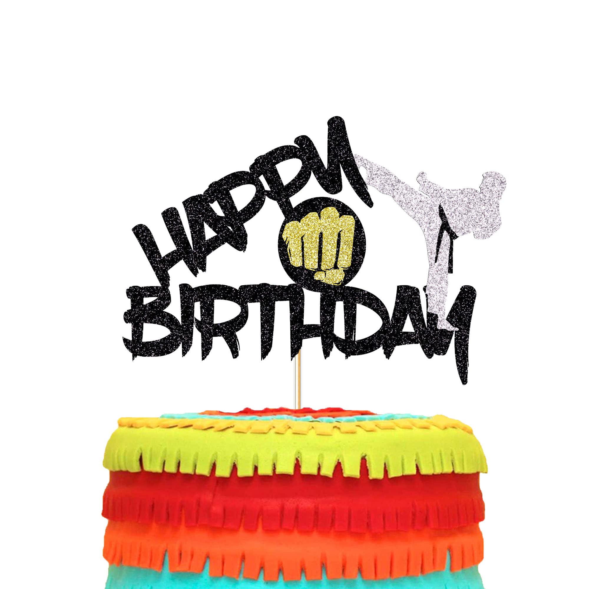 Karate Taekwondo Cake Topper - Black Flash Martial Arts Decor for Birthday Party, Baby Shower & Kung Fu Theme Celebrations | Perfect for Cake Decorating Supplies & Martial Arts Enthusiasts
