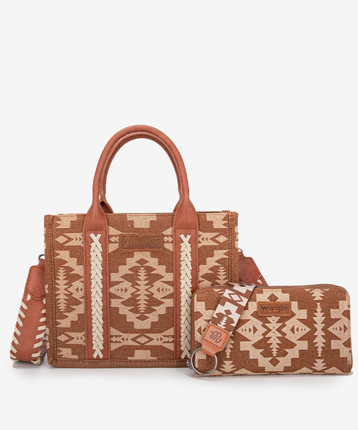 Wrangler Aztec Print Tote Bag Set - Stylish & Durable Cotton Tote Bags for Women - Perfect for Shopping, Beach, Travel & Everyday Use