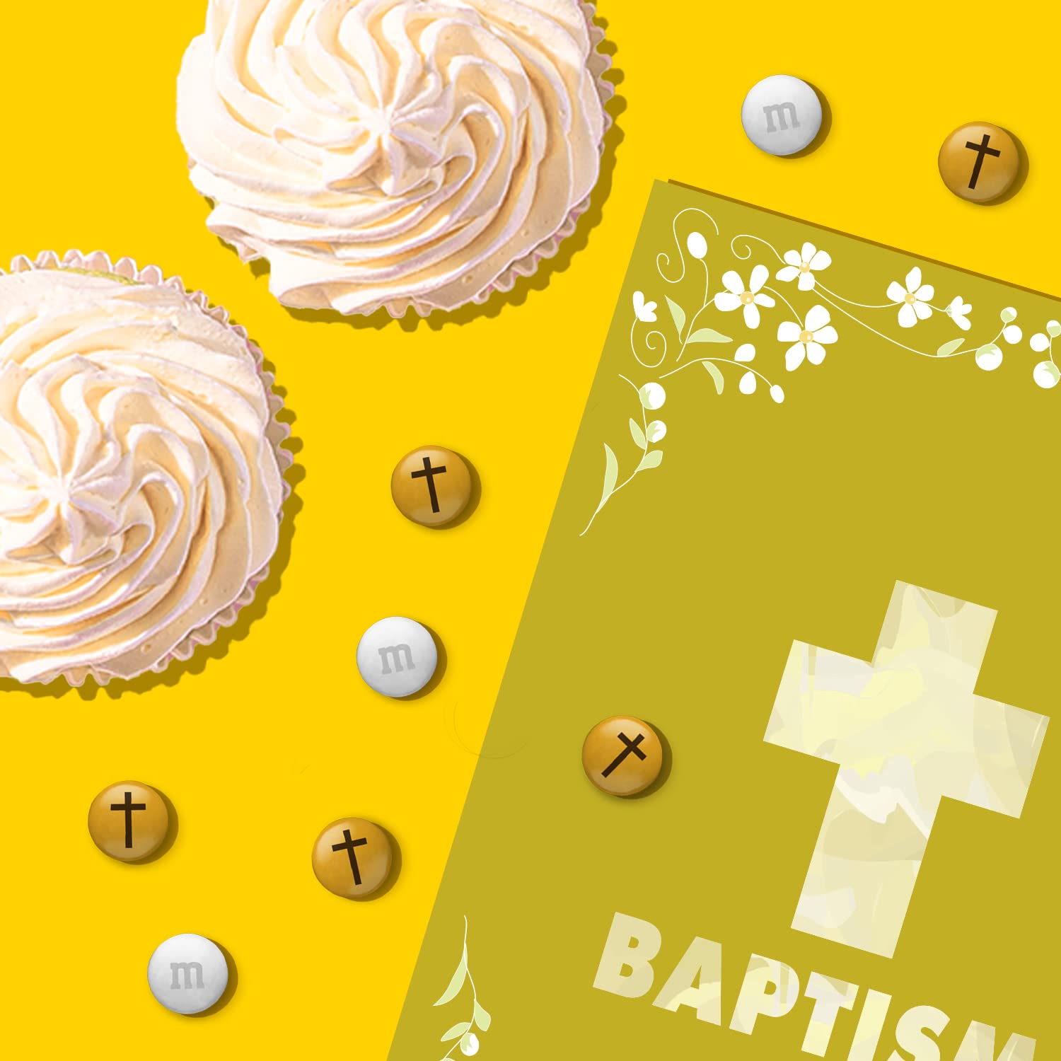 M&M'S Milk Chocolate Bulk Candy - 2lb Bag with Cross Design for Baptism, Christening Gifts, Cupcake Decorations & Party Favors | Perfect for Baby Showers, Religious Celebrations & Sweet Table Displays