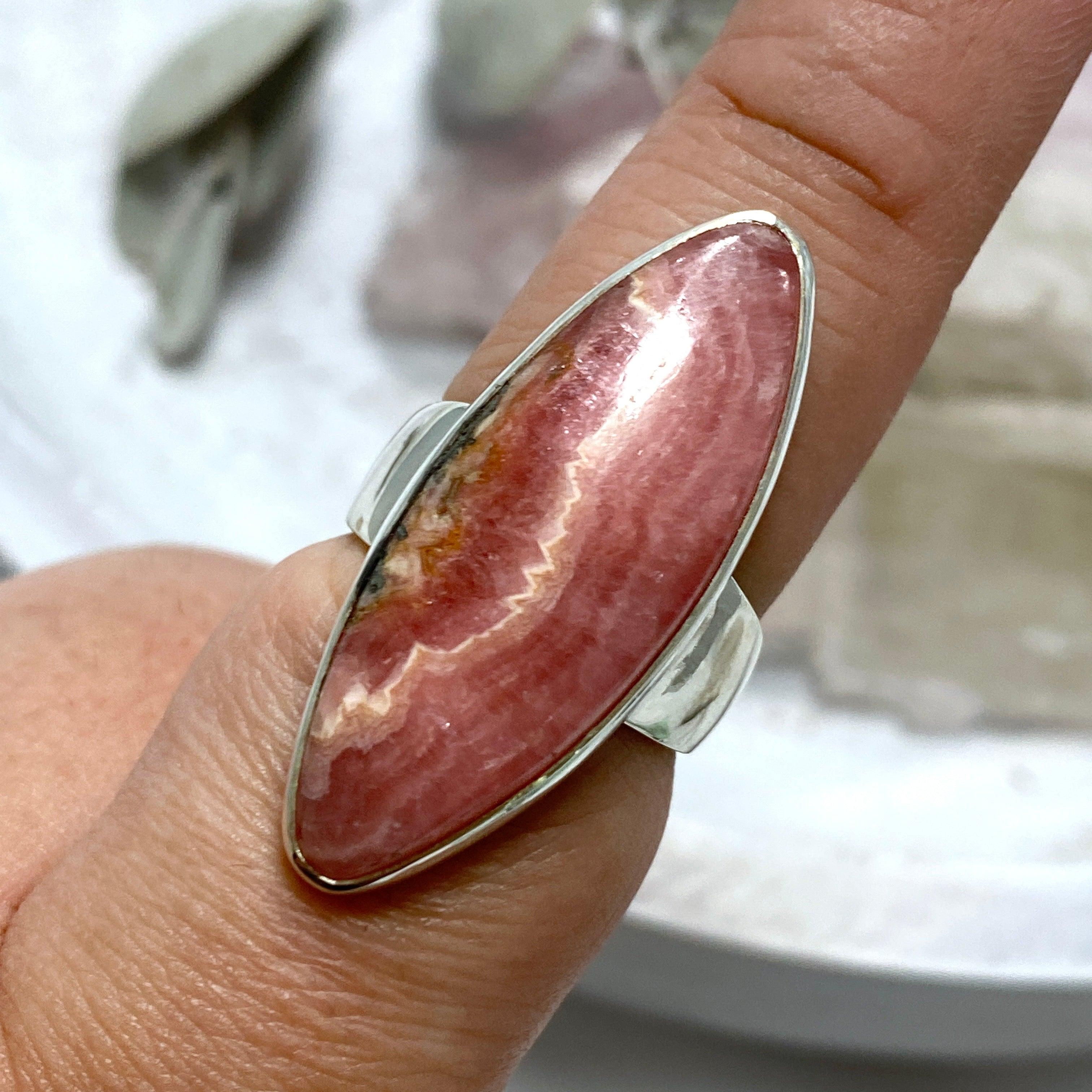 Rhodochrosite Marquise Ring Size 9 - KRGJ2117 | Elegant Gemstone Jewelry for Women, Perfect for Weddings, Anniversaries & Special Occasions