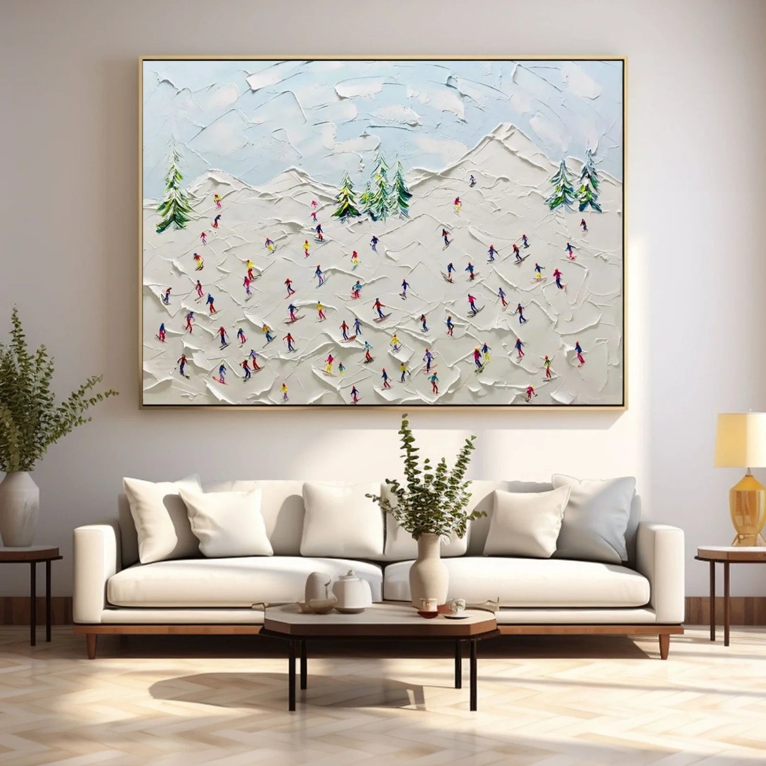 Premium Skiing Sport Art Textured Painting Canvas Wall Decor - SP053 | Perfect for Living Room, Bedroom & Office Decor