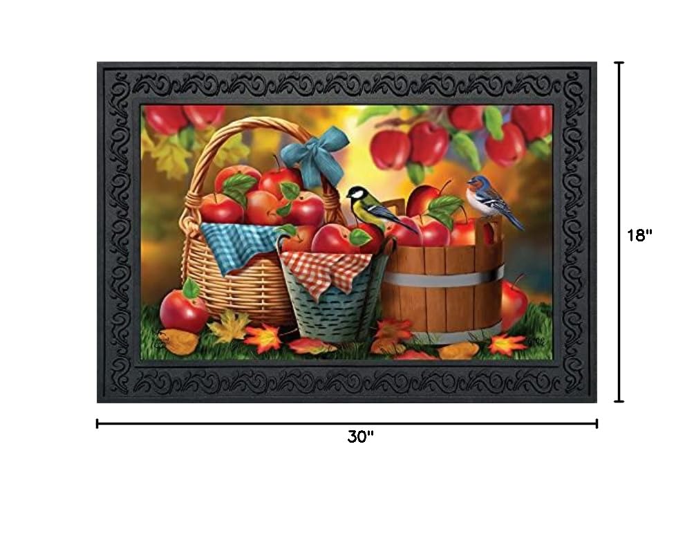 Briarwood Lane Harvest Apple Basket Fall Doormat - Cozy Autumn Welcome Mat for Front Door, Porch Decor, Thanksgiving & Halloween Home Decor