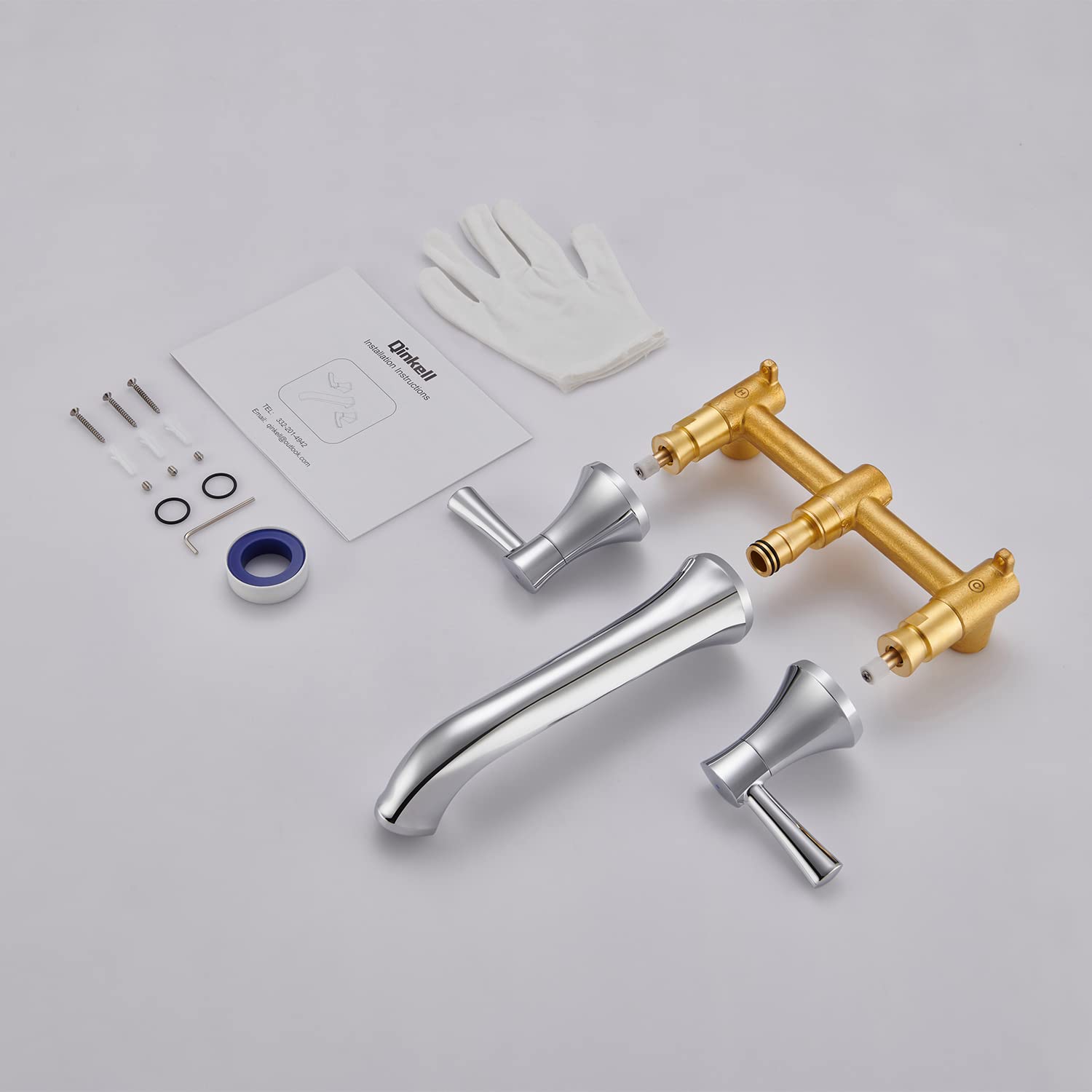 Wall Mount Roman Tub Faucet - Chrome Brass Bathtub Faucet with 2 Handles for Luxury Bathroom & Spa Experience