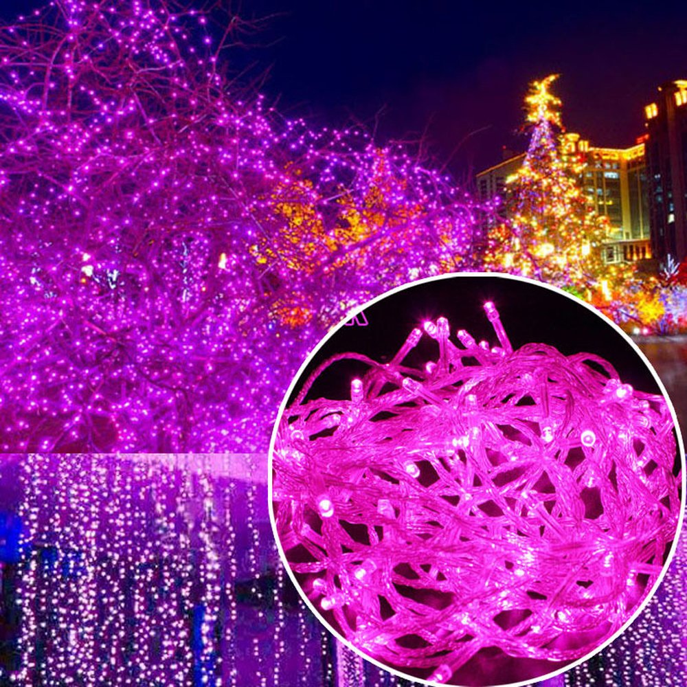 Autolizer 100 LED Pink Fairy String Lights - Battery Operated Waterproof Christmas Tree Decorations, Wedding Party Lights, Halloween & Garden Decor with 8 Lighting Modes - Perfect for Indoor/Outdoor Holiday Displays, Bedroom Ambiance & Restaurant Lighting