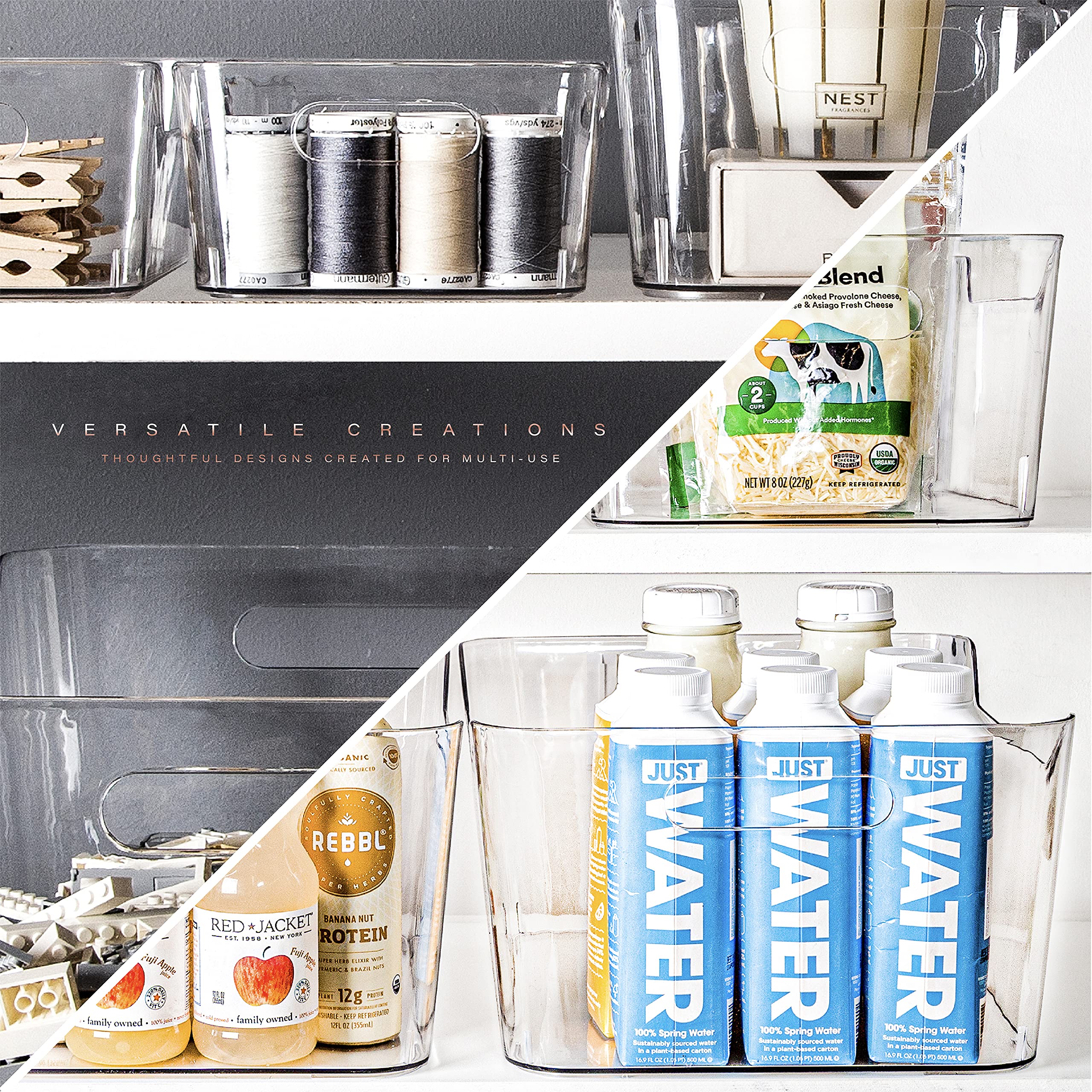 BINO Plastic Storage Bins 12 Pack - Small Multi-Purpose Organizer with Handles, BPA-Free for Pantry, Fridge, Freezer & Home Organization | Perfect for Kitchen, Bathroom, Office & Closet Storage Solutions