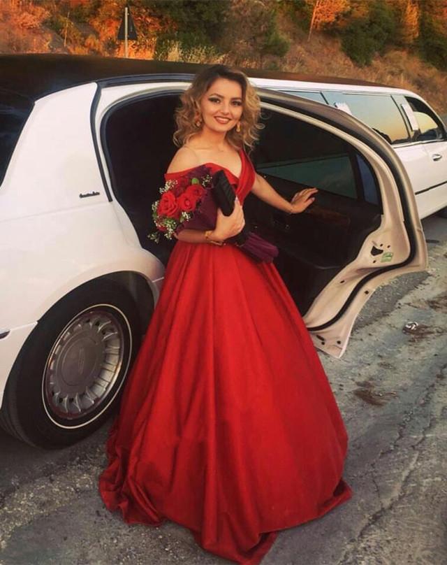 Elegant Burgundy Satin Off-The-Shoulder Ball Gown Evening Dress for Prom, Wedding & Formal Events - Plus Size Options Available