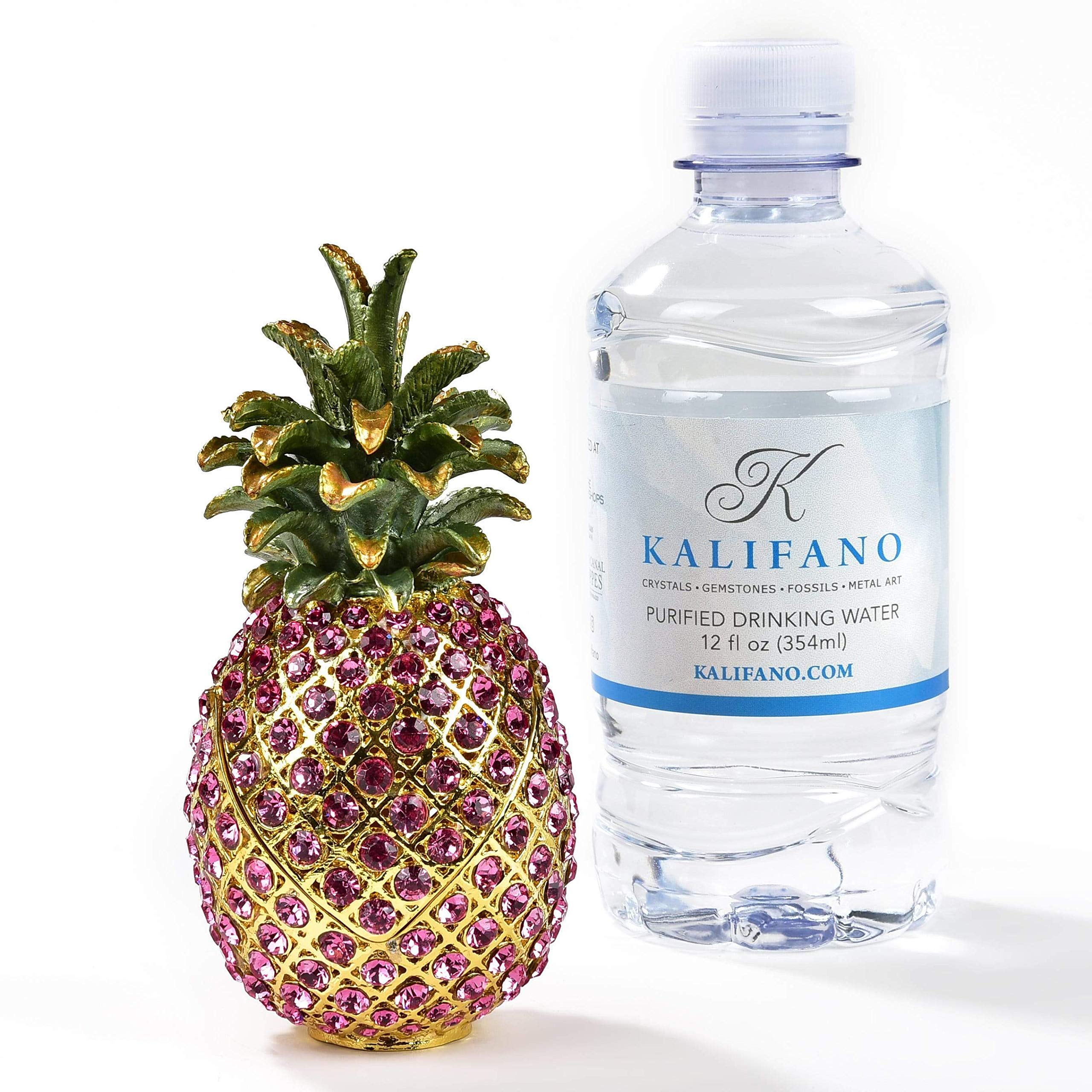 KALIFANO Pink Pineapple Jewelry Box with Swarovski Crystals - Handmade Gemstone Storage Organizer for Earrings, Necklaces & Rings - Decorative Display Case & Collectible Ornament - Perfect for Travel, Gift Giving & Home Decor