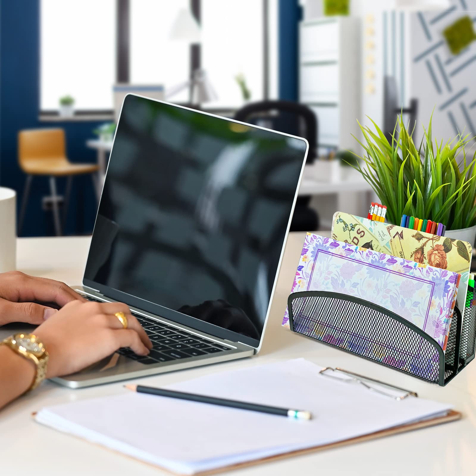 Paper Master Mesh Desk Organizer - Multi-Functional Pen Holder & Mail Sorter for Office, Home, School | Perfect for Organizing Stationery, Letters, and Office Supplies on Your Desk