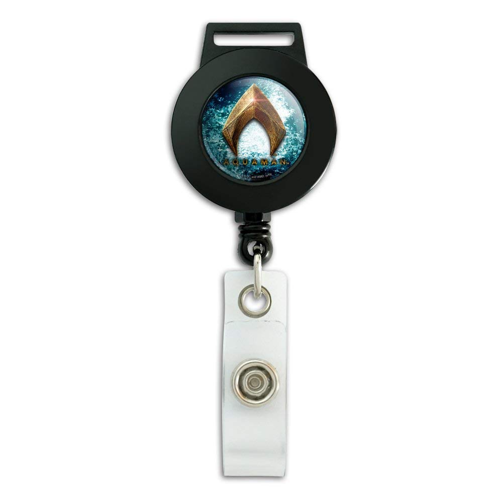 Justice League Aquaman Logo Retractable Badge Reel - ID Card Holder for Work, School & Events | Superhero Movie Merchandise & DC Comics Fan Gift