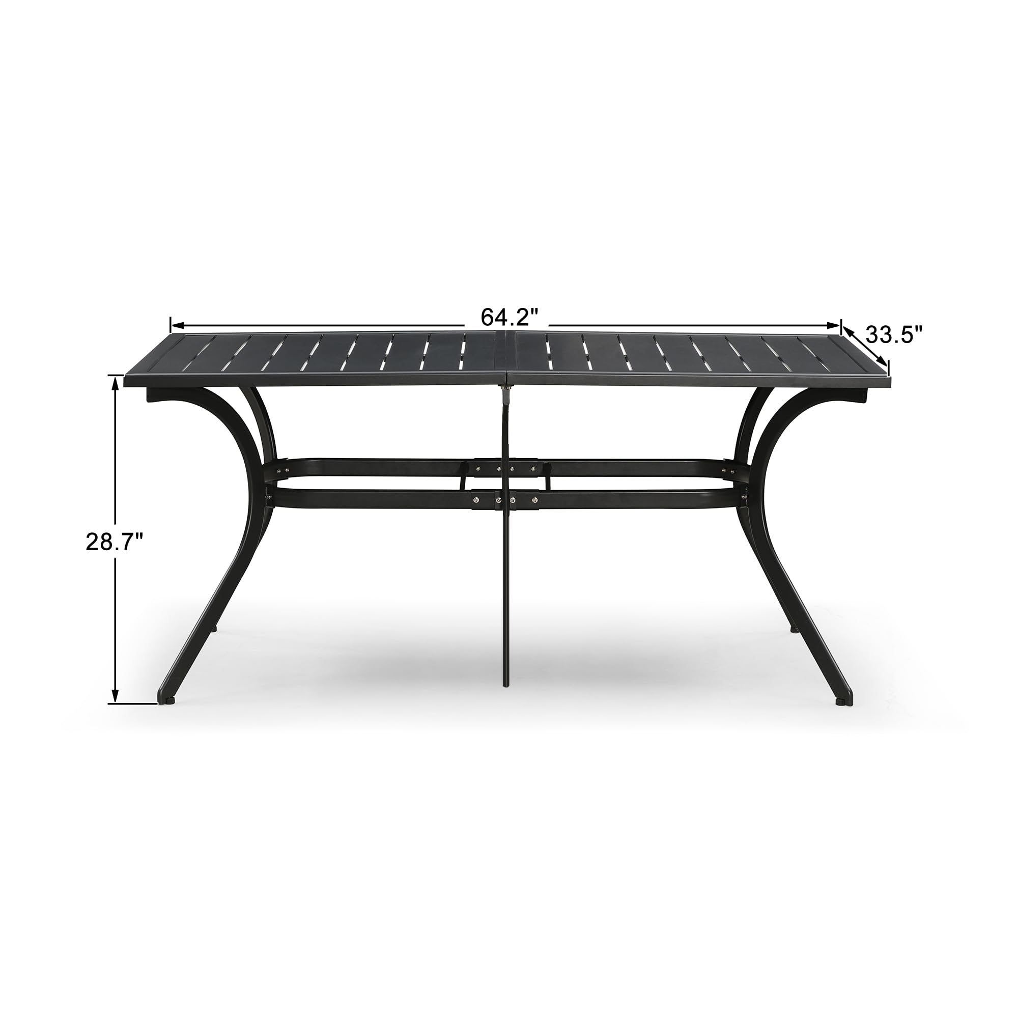 PURPLE LEAF 6-Person Outdoor Aluminum Dining Table with Adjustable Height & Slatted Tabletop - Large Rectangle Patio Table for Garden, Porch, Deck | Perfect for Outdoor Dining, BBQs, and Entertaining Guests