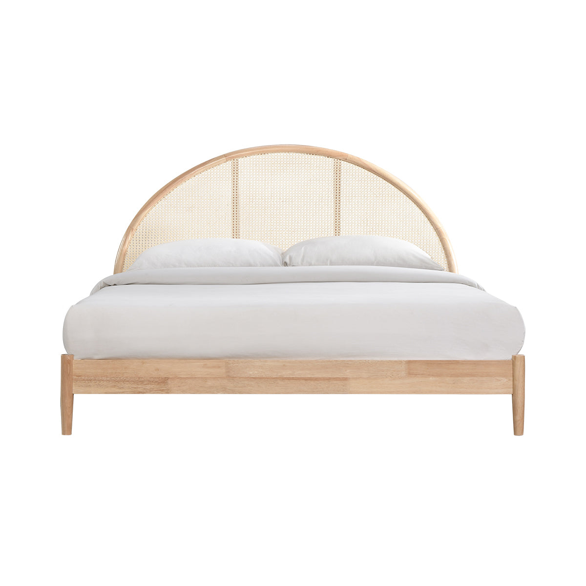 Avery Arch Rattan King Bed - Solid Oak Wood Frame - Stylish & Durable Bedroom Furniture for Master Suite or Guest Room