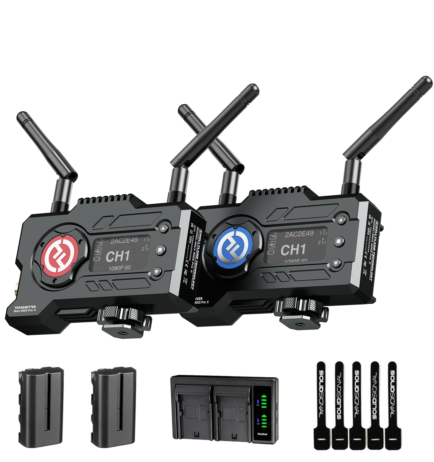 Hollyland Mars 400S Pro II Wireless HDMI/SDI Video Transmission System - 1080P HD Streaming up to 450ft with Low Latency - Includes 2 x NPF-570 Batteries, Charger & Cable Ties - Perfect for Live Events, Film Production & Broadcast Studios