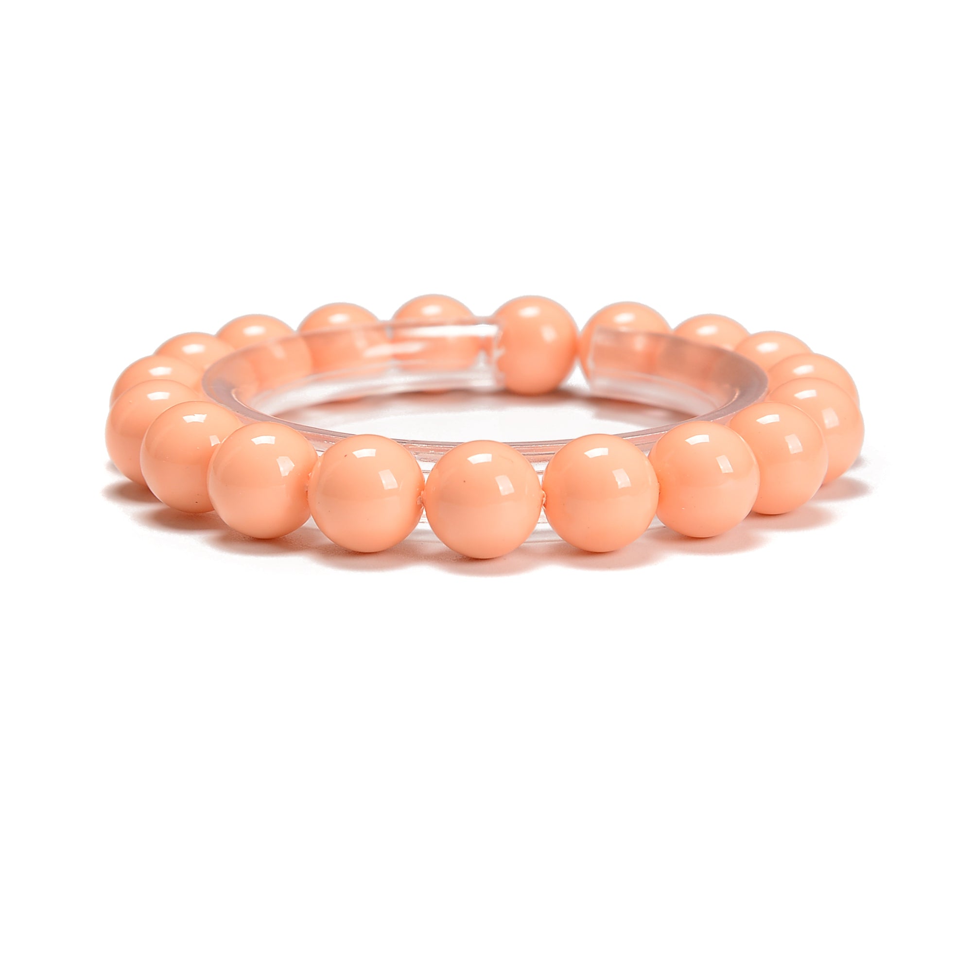 8mm & 10mm Cream Orange Shell Pearl Smooth Round Beads for Bracelet Making - 7.5 Inch Length - DIY Jewelry Supplies for Women's Handmade Accessories, Party Favors & Gift Making