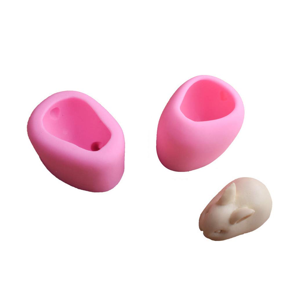 2-Pack 3D Rabbit Silicone Molds - Small Bunny Baking Molds for Jelly, Chocolate, Candy, Cupcakes & Soap Making - Cute Animal Shaped Ice Cube Trays - Cake Decorating Tools by EORTA (Pink, 5x3.5cm) - Perfect for DIY Crafts, Party Treats & Holiday Baking