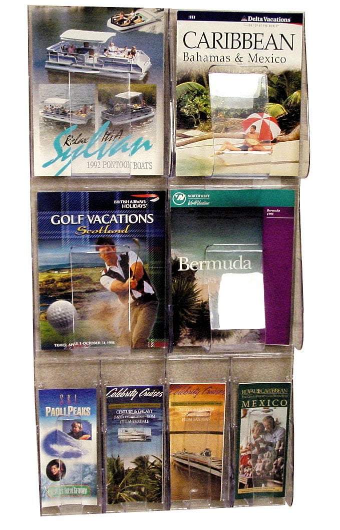 A4 + DL Wall Mount Brochure Holder - 4 x A4 & 4 x DL Slots - Perfect for Offices, Hotels, and Reception Areas
