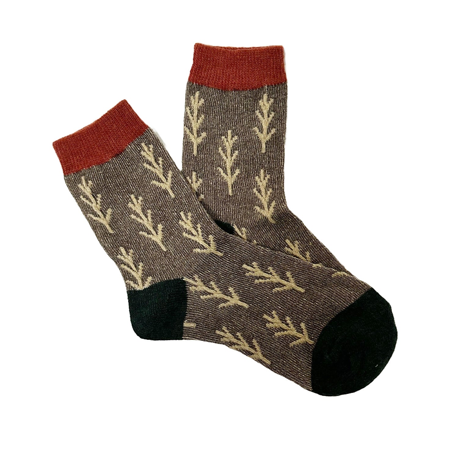 FLOOF Women's Alpine Socks - Warm Wool Hiking Socks for Winter, Grey/Green/Red - Perfect for Skiing, Snowboarding & Outdoor Adventures