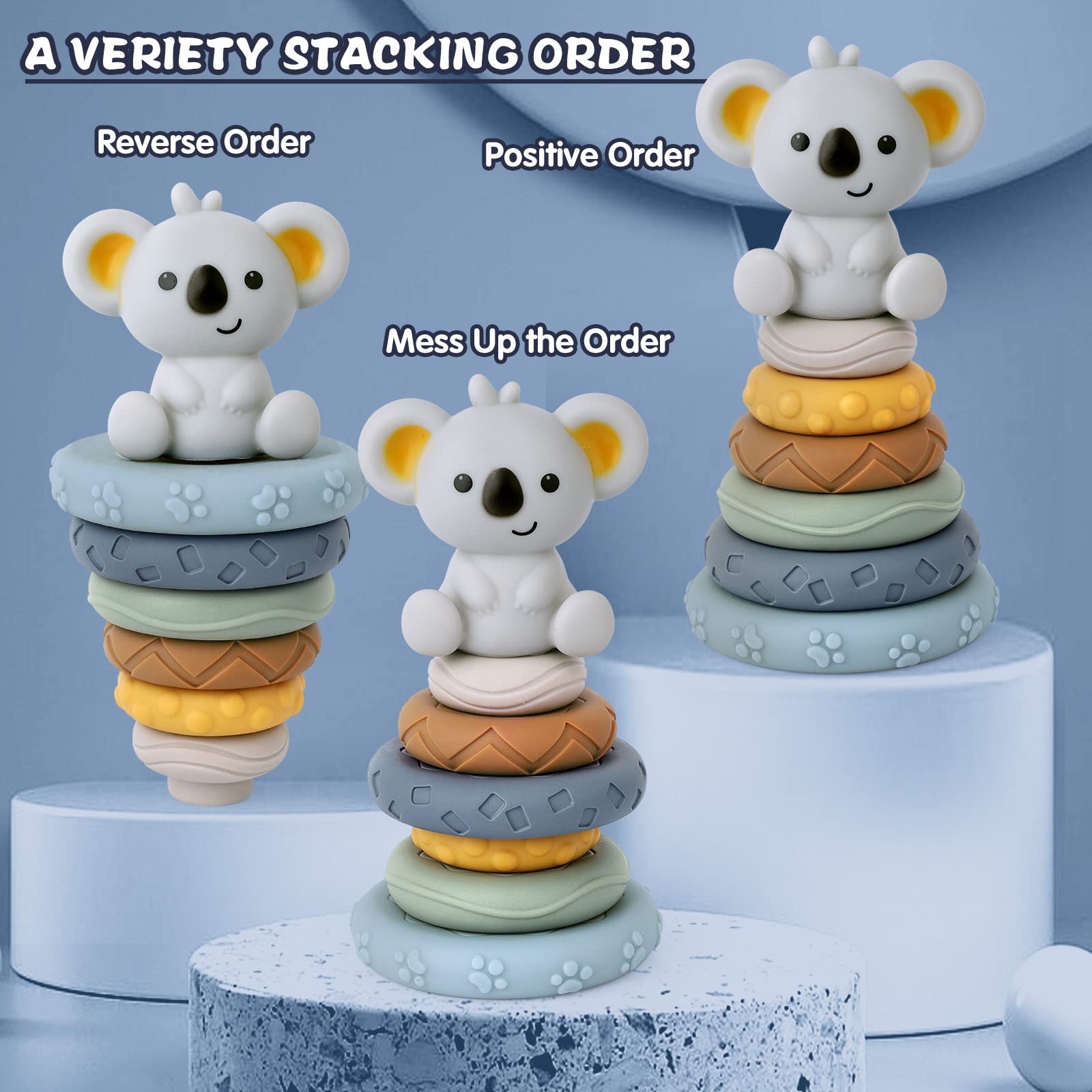 **ZWYOIUG Baby Stacking Toys - Soft Nesting Blocks & Ring Stacker for Toddlers 6-18 Months, STEM Learning & Teething Toy, Early Educational Gift (7-Piece Set) - Perfect for Playtime, Sensory Development & Motor Skills**