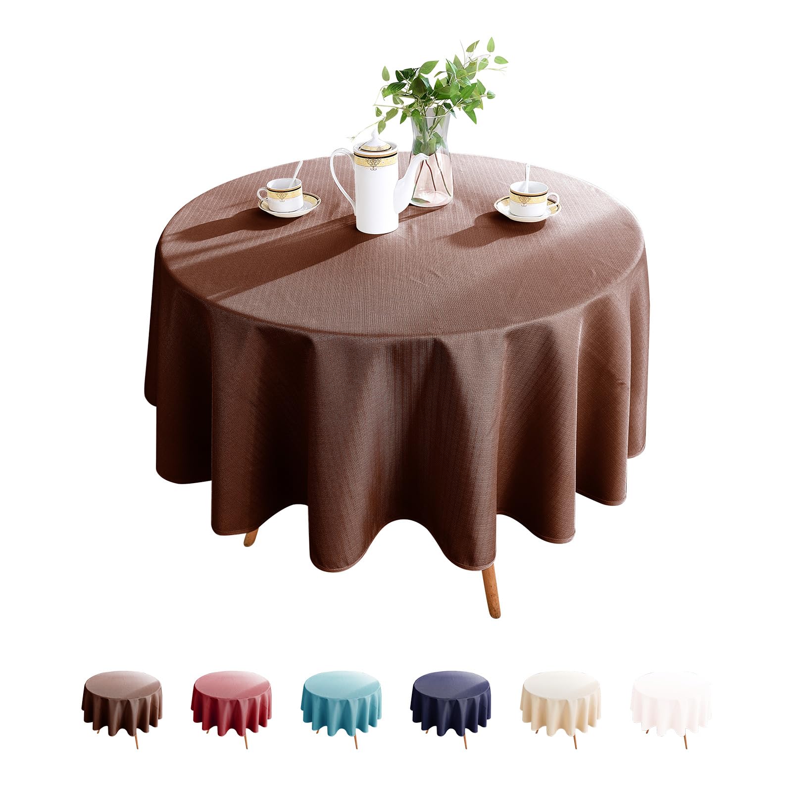 Premium 45 Inch Waterproof Linen Round Tablecloth - Stain-Resistant Small Table Cover for Coffee Tables, Bistro Bars, and Conversation Areas | Perfect for Indoor/Outdoor Dining, Tea Parties & Cafes