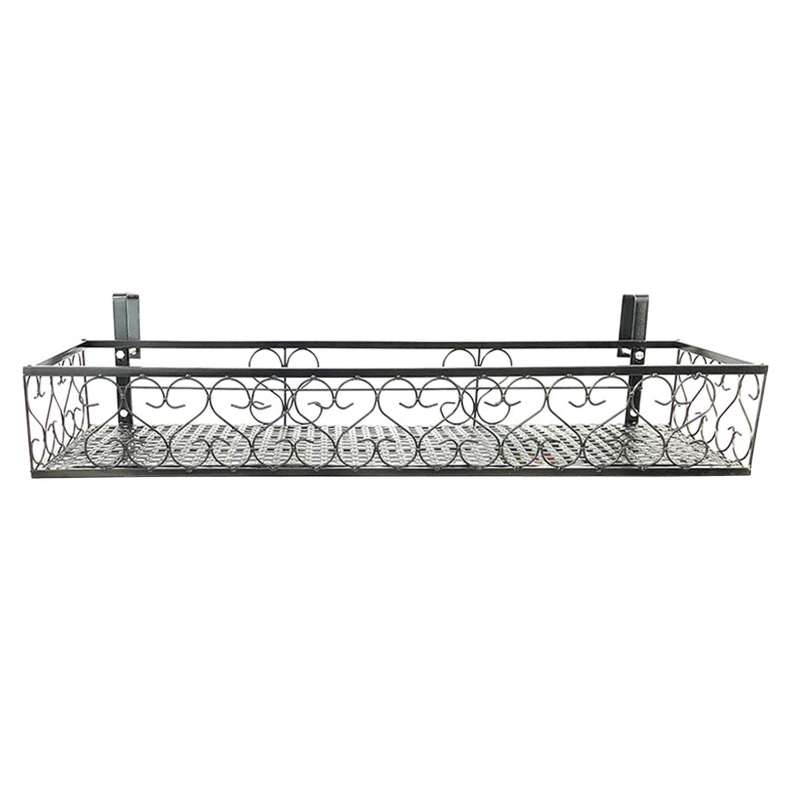Matybobe Iron Hanging Flower Railing Shelf Basket with Hooks - Balcony Planter Pots Stand Holder for Outdoor Plants - Perfect for Small Space Gardening, Patio Decor & Vertical Garden Organization (1-Tier)