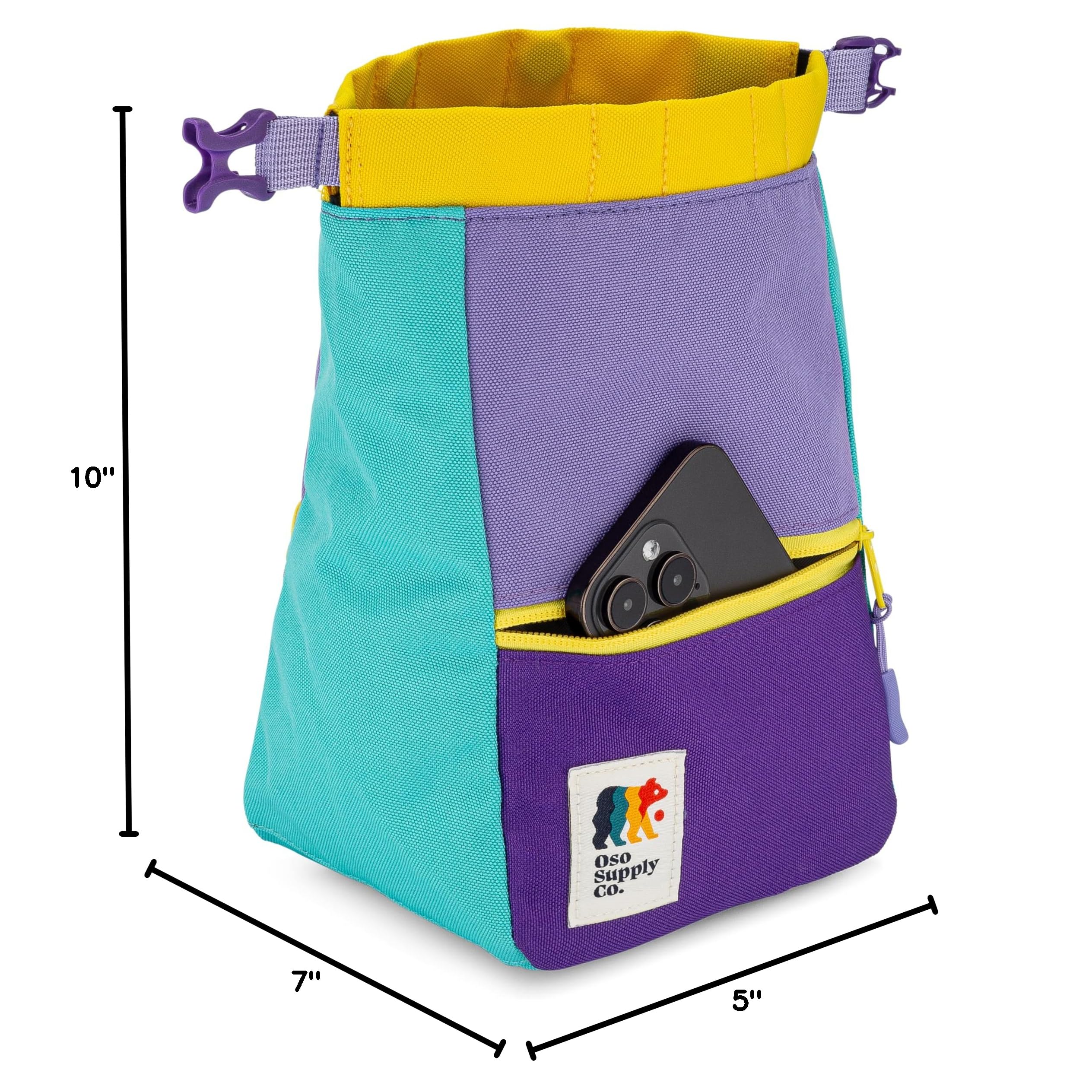 **Crux Bouldering Chalk Bucket - Large Rock Climbing Chalk Bag with Magnetic Closure, Zippered Pockets & Mesh Pouch - Ideal for Climbers, Weightlifting & Gymnastics - Perfect for Indoor & Outdoor Training**