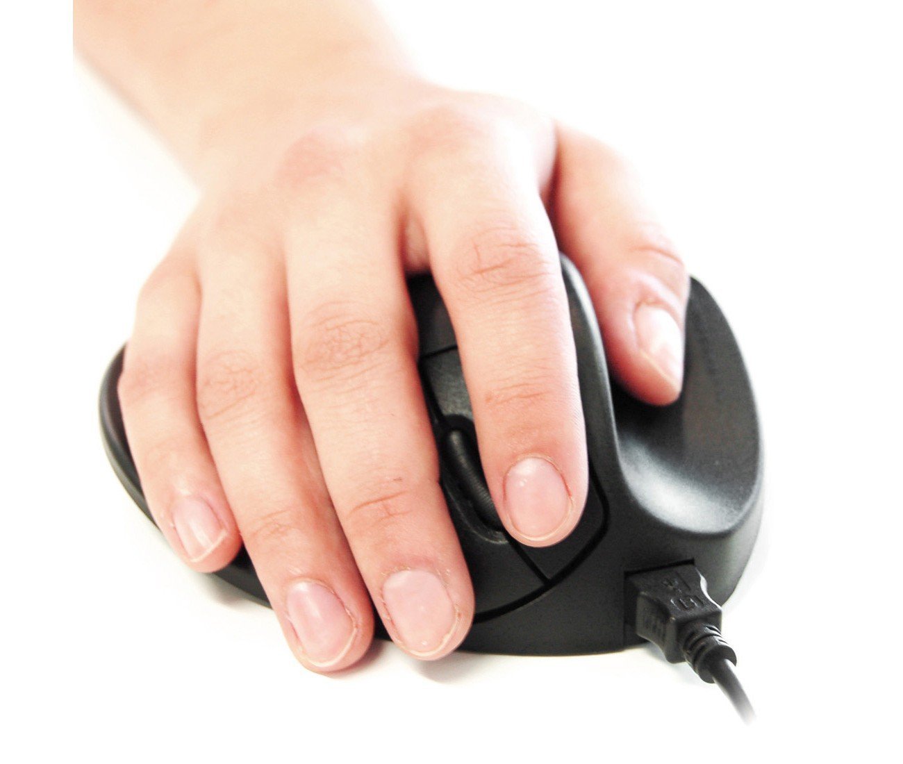Ergonomic HandShoe M2WB Wired Mouse - Medium Size, Right-Handed, Black - Perfect for Office Work, Gaming & Long Computer Sessions